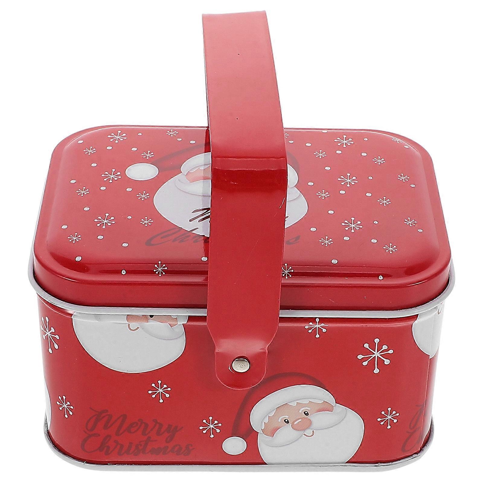 Biscuit Tins Christmas Reusable Tin Box for Storage Use 3Pcs with Handle
