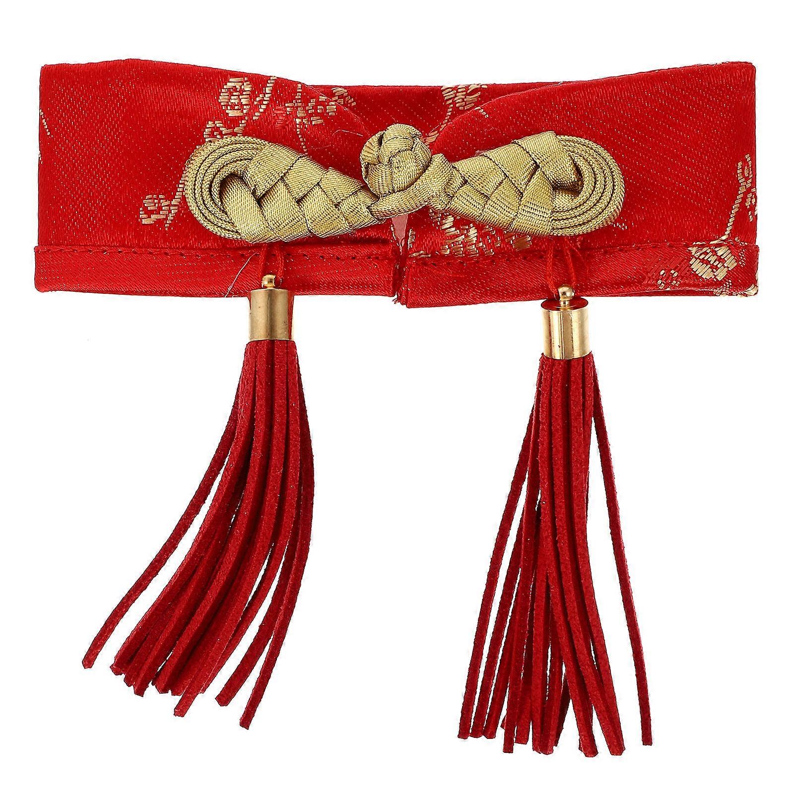 Chinese Style Pet Collar 2Pcs Bow Tie Accessory for Cats and Dogs Suitable for Daily Life Festive Red