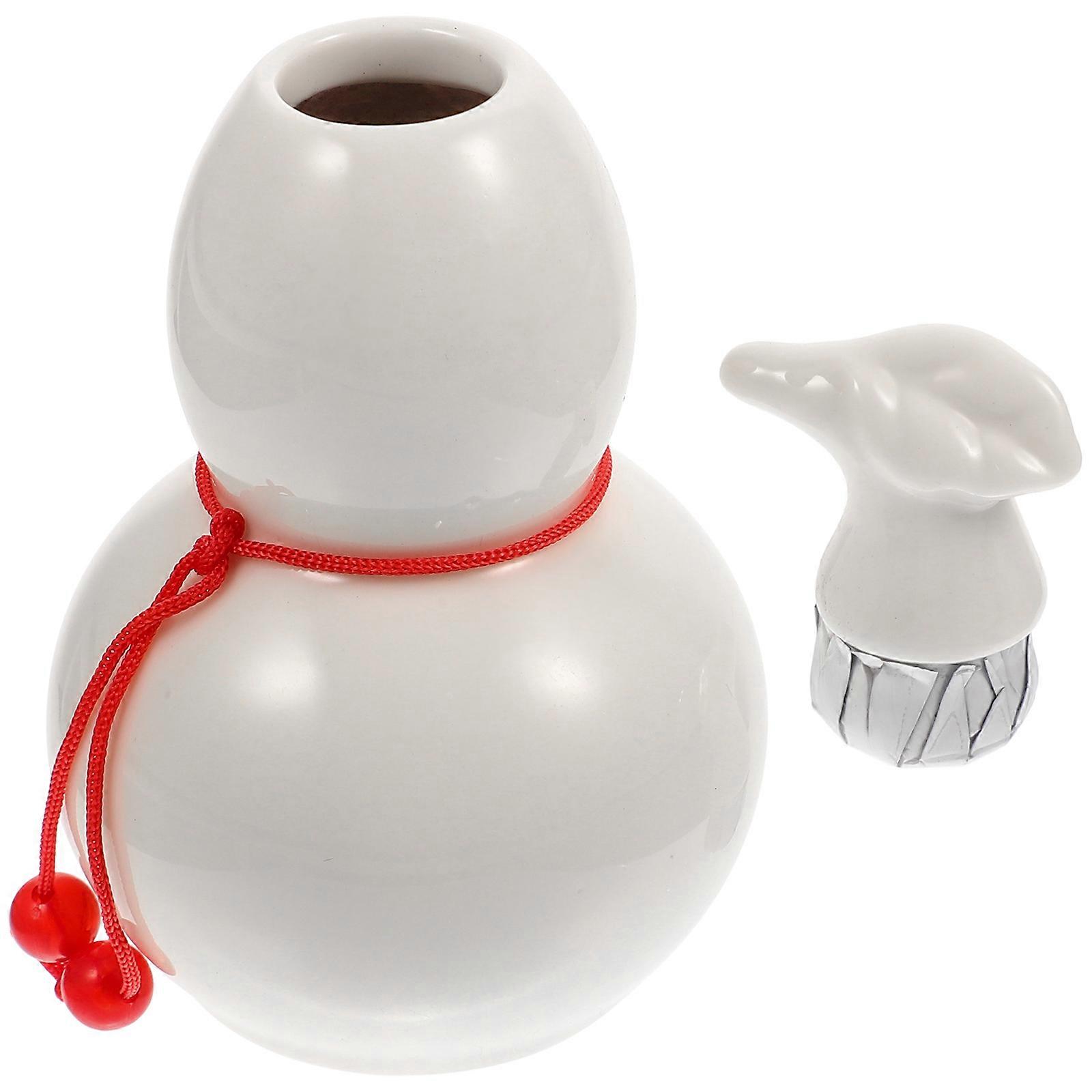 2Pcs White Ceramic Gourd Jar Set Perfect For Storage Of Tea Beans And Jewelry In A Compact Size Ideal For Home And Travel Usage