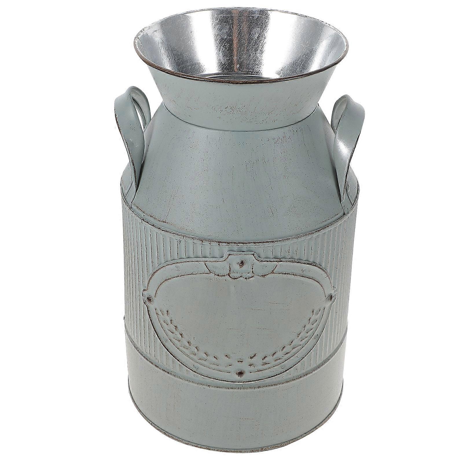 Tummanharmaa rautainen kukkamaljakko säilytykseen, maalaismainen ja vintage-kodinsisustus