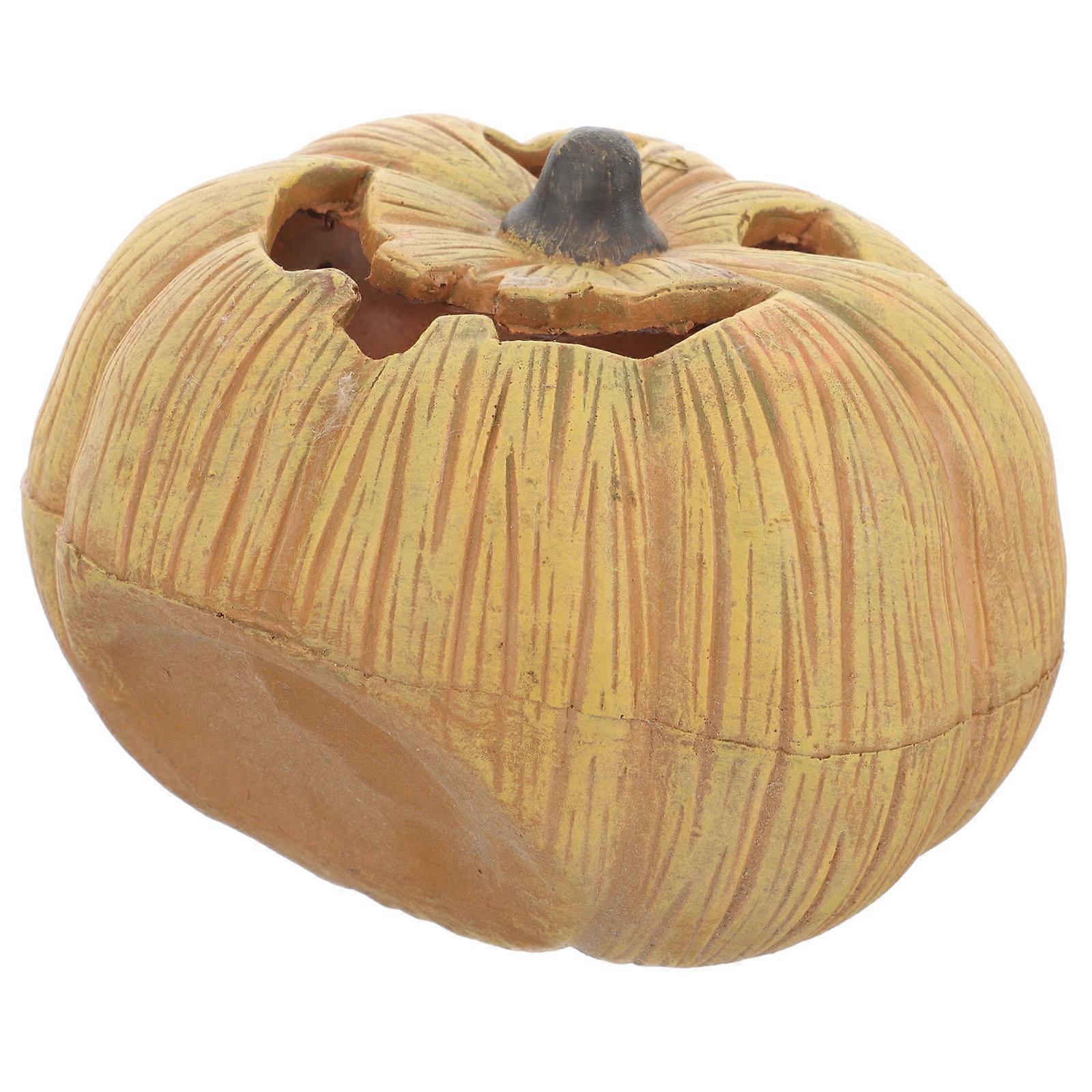Reptile Resin Hide Cave for Hiding Place 2Pcs Pumpkin Shape