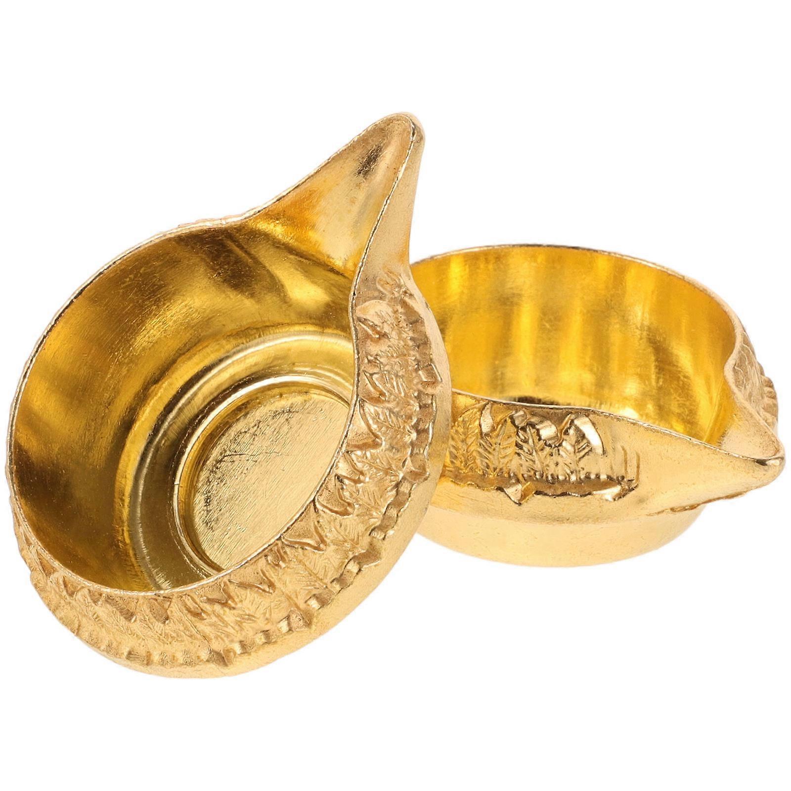 Oil Lamp Decor 6 Pcs Buddhist Suitable For Special Events Unique Design Enhance Ceremonial Use Golden Alloy