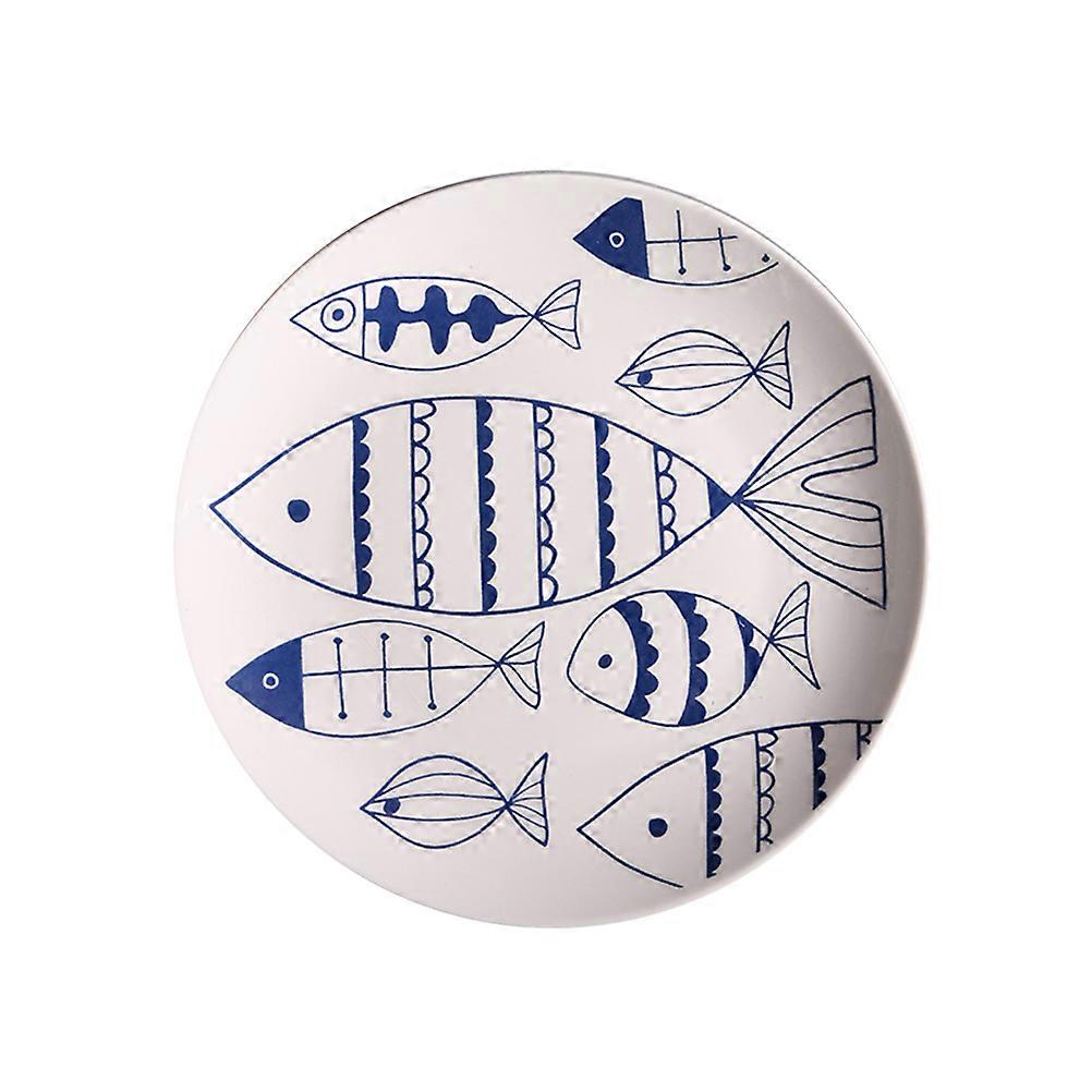 Fish Serving Plate Porcelain Plate Decent Tableware Home Use 8Inch 1Pc