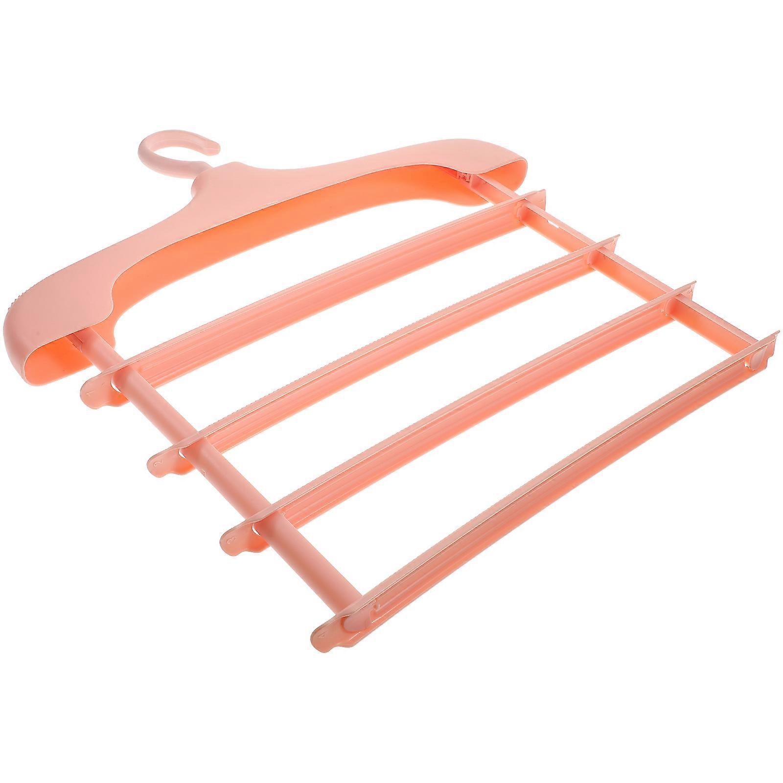Nonslip 4Pcs Multi Layer Hanger In Pink Designed For Closet Organization And Storage Of Pants Jeans Trousers And Scarves