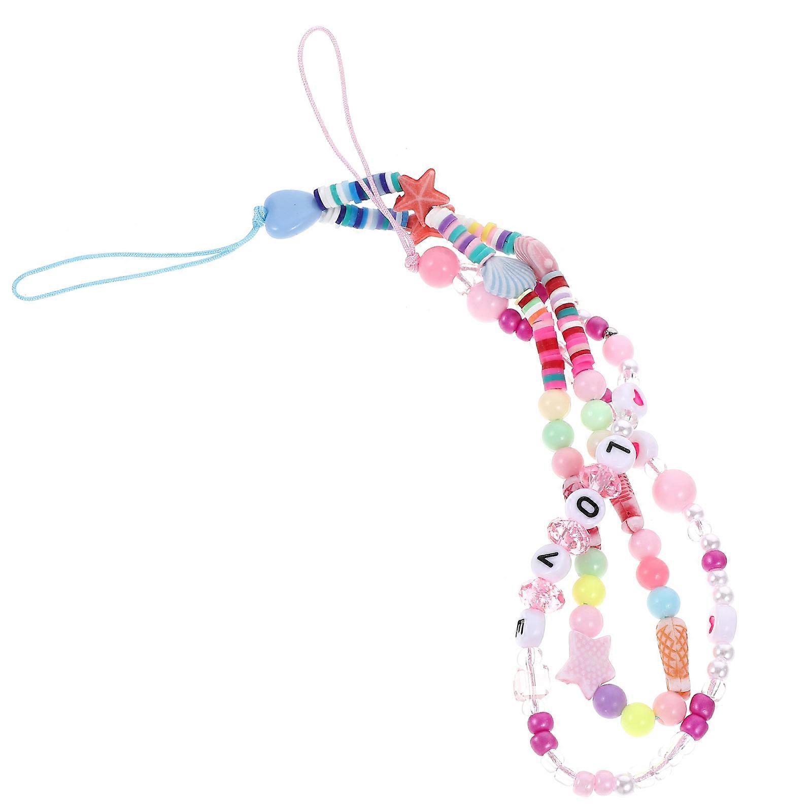 Phone Chain Strap Beaded Polymer Clay Wrist Strap for Phone Case 10Pcs
