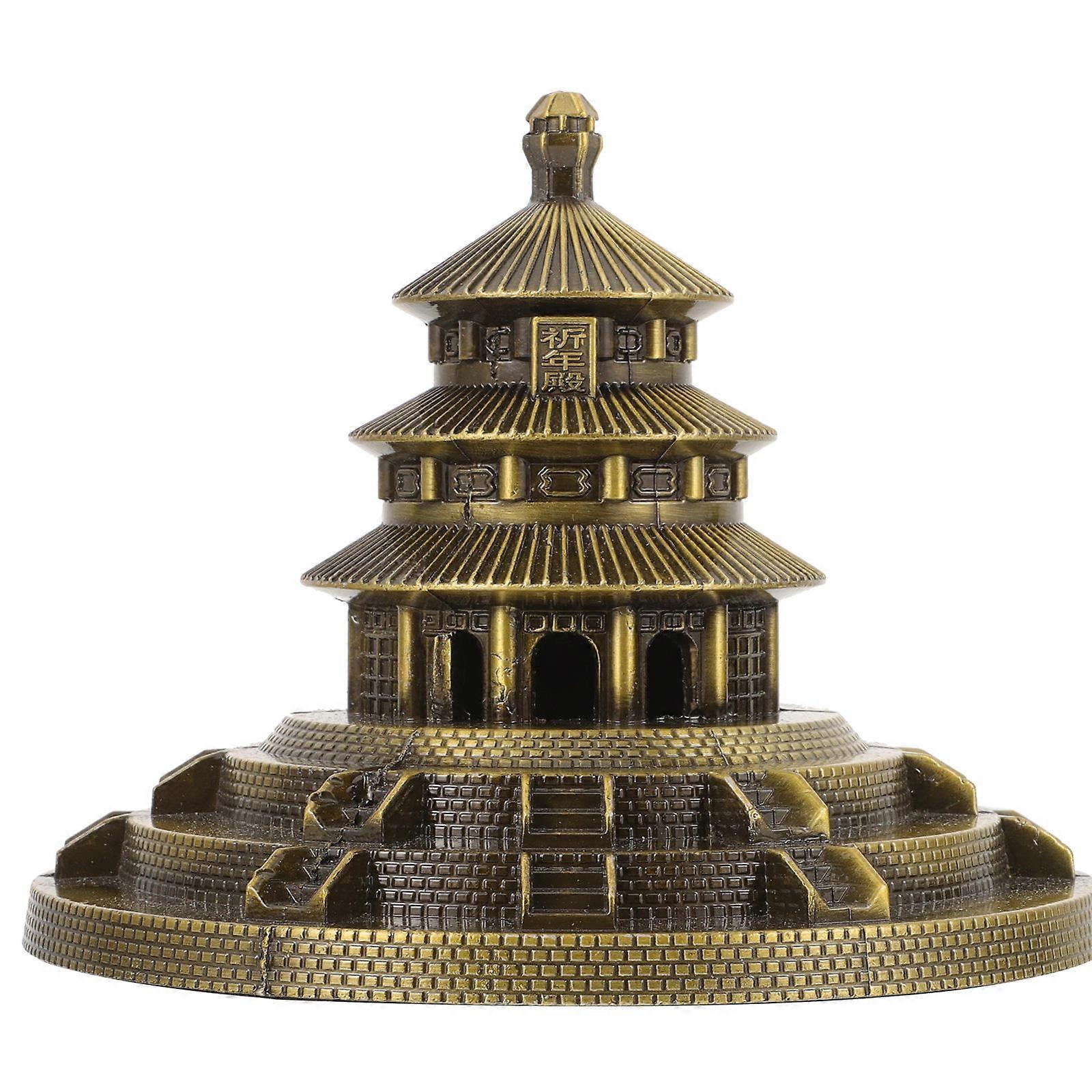 Metal Heaven Craft for Decor 3Pcs Ancient Architecture Model
