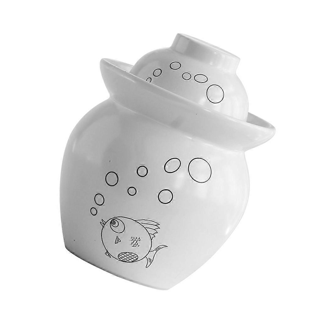 Pickling Jar Ceramic Kimchi Container Kitchen Pickle Sealing Jar Assorted Color 12.2X12.2X15.5CM Food Storage 1Pack