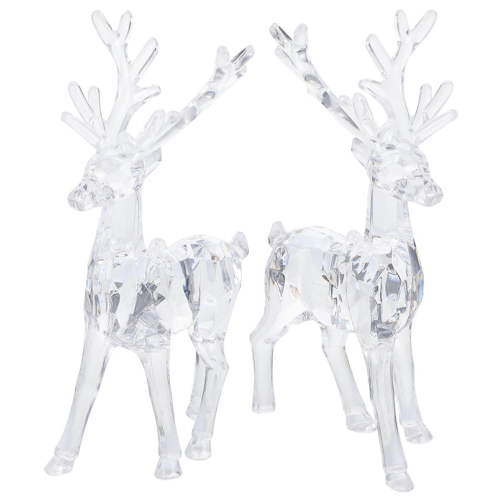 Acrylic Elk Statues for Decoration Use 6Pcs Transparent Christmas Elk Decoration