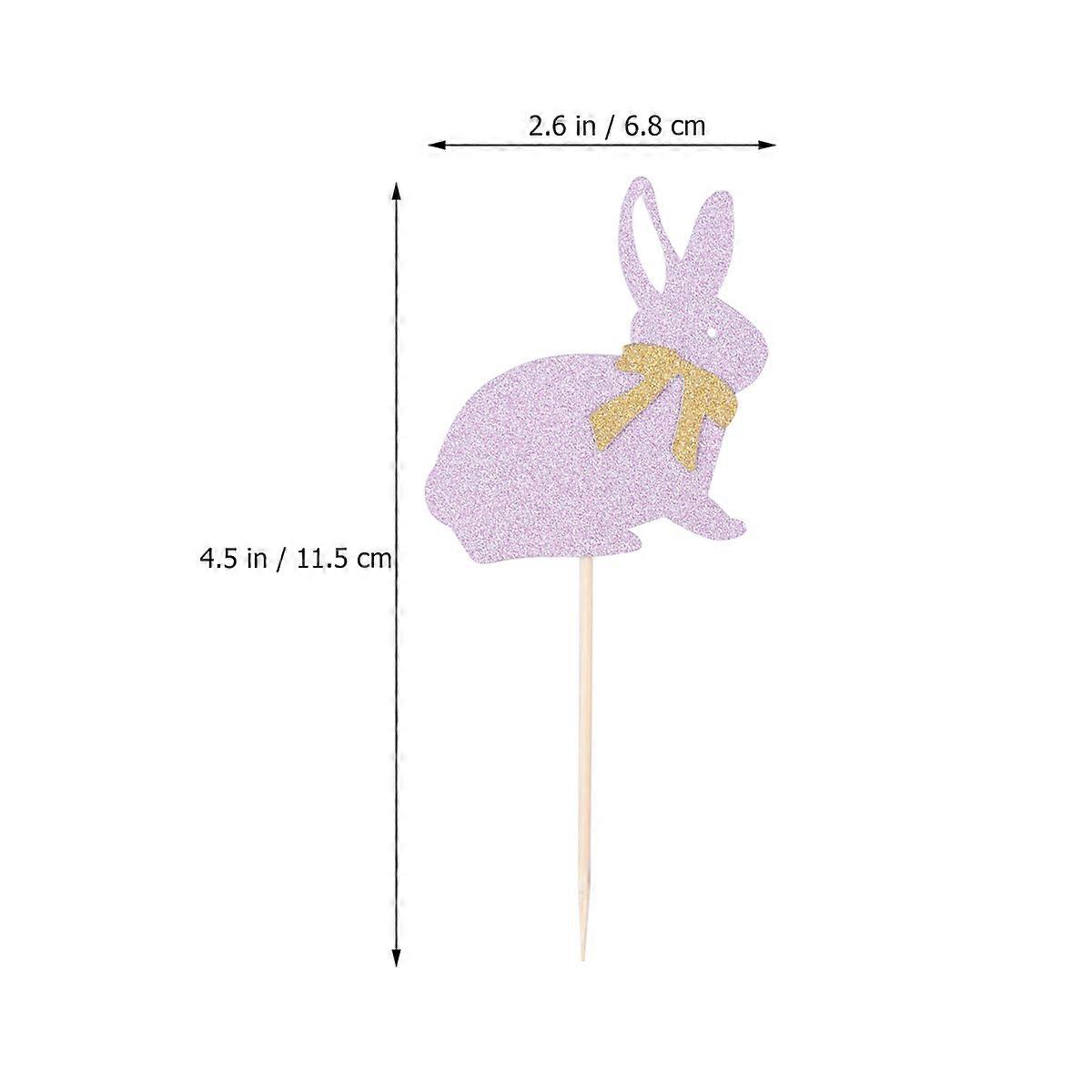 Egg Cake Insert Pink Bowknot Rabbit Style for Decoration 24Pcs