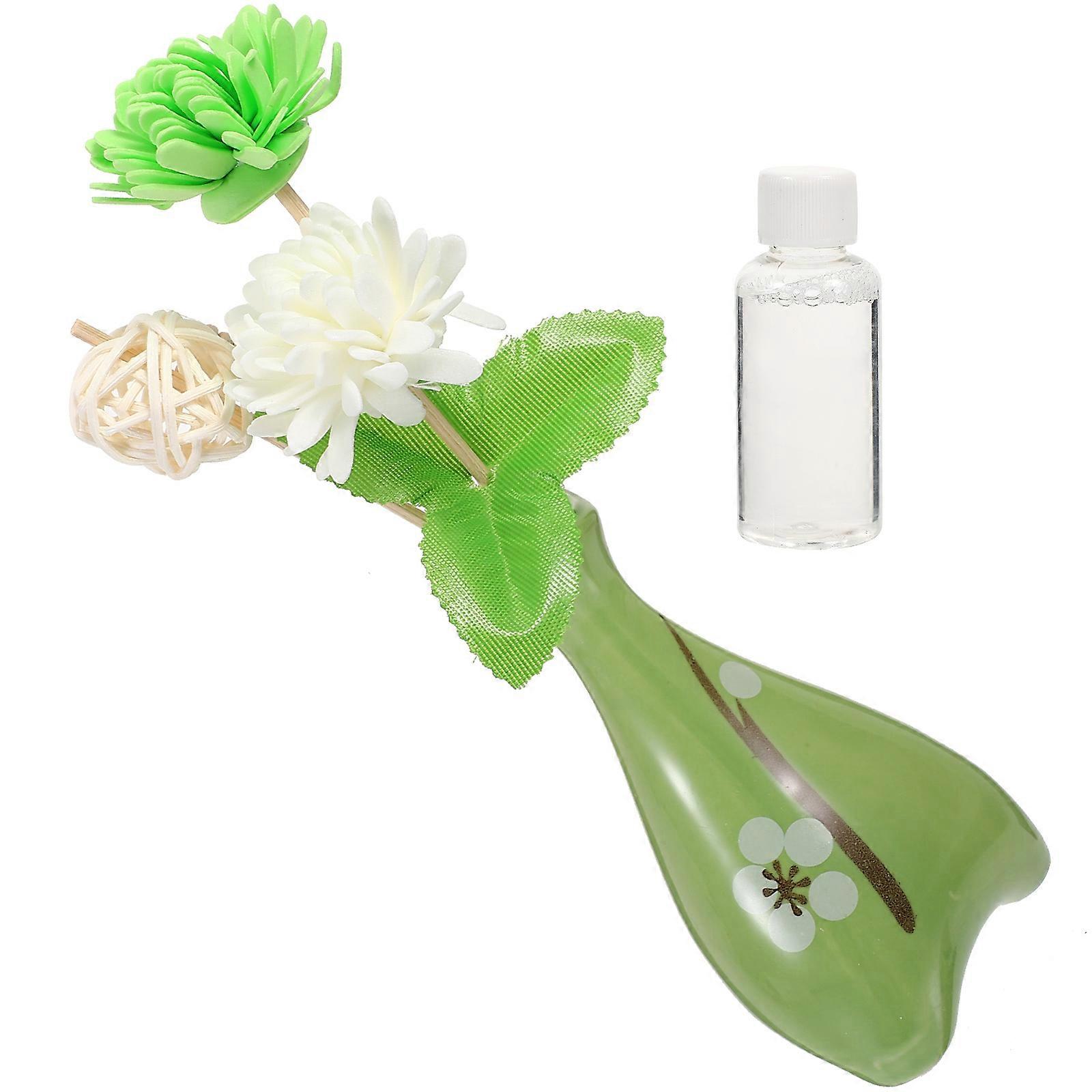 Green Ceramic Aromatherapy Set Bottle Diffuser for Home Use 1Set