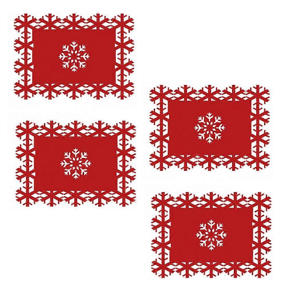 Snowflake Table Mats Felt Dinner Table Mats for Home 4Pcs Pack