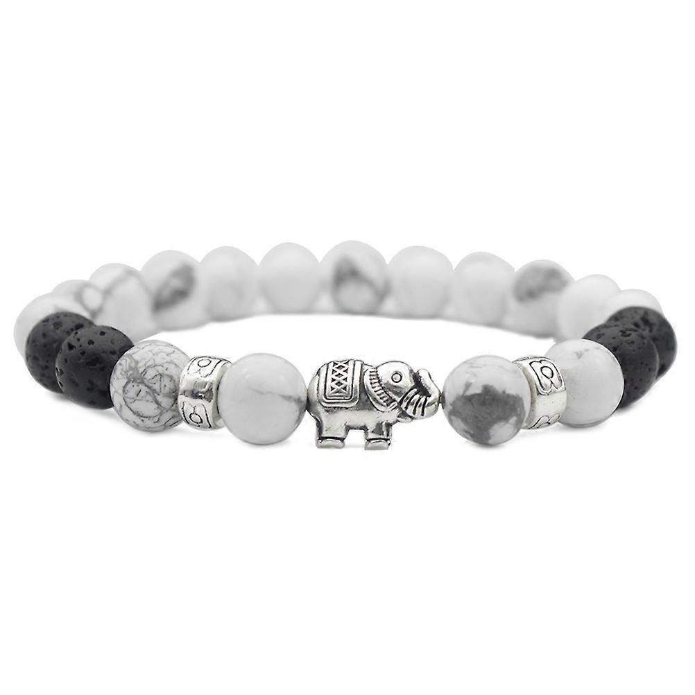 Stone Bangles Silver Buddha Elephant Bracelet for Women 3Pcs Set
