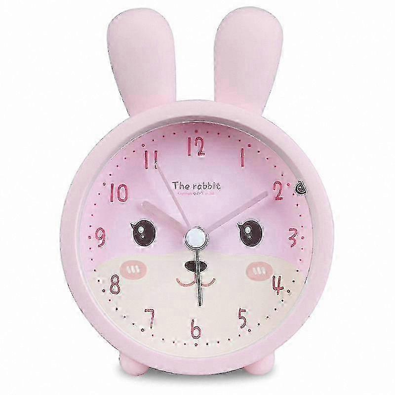 Silent Kids Alarm Clock with Light for Girls, Rabbit Design Non-Ticking Student Clock
