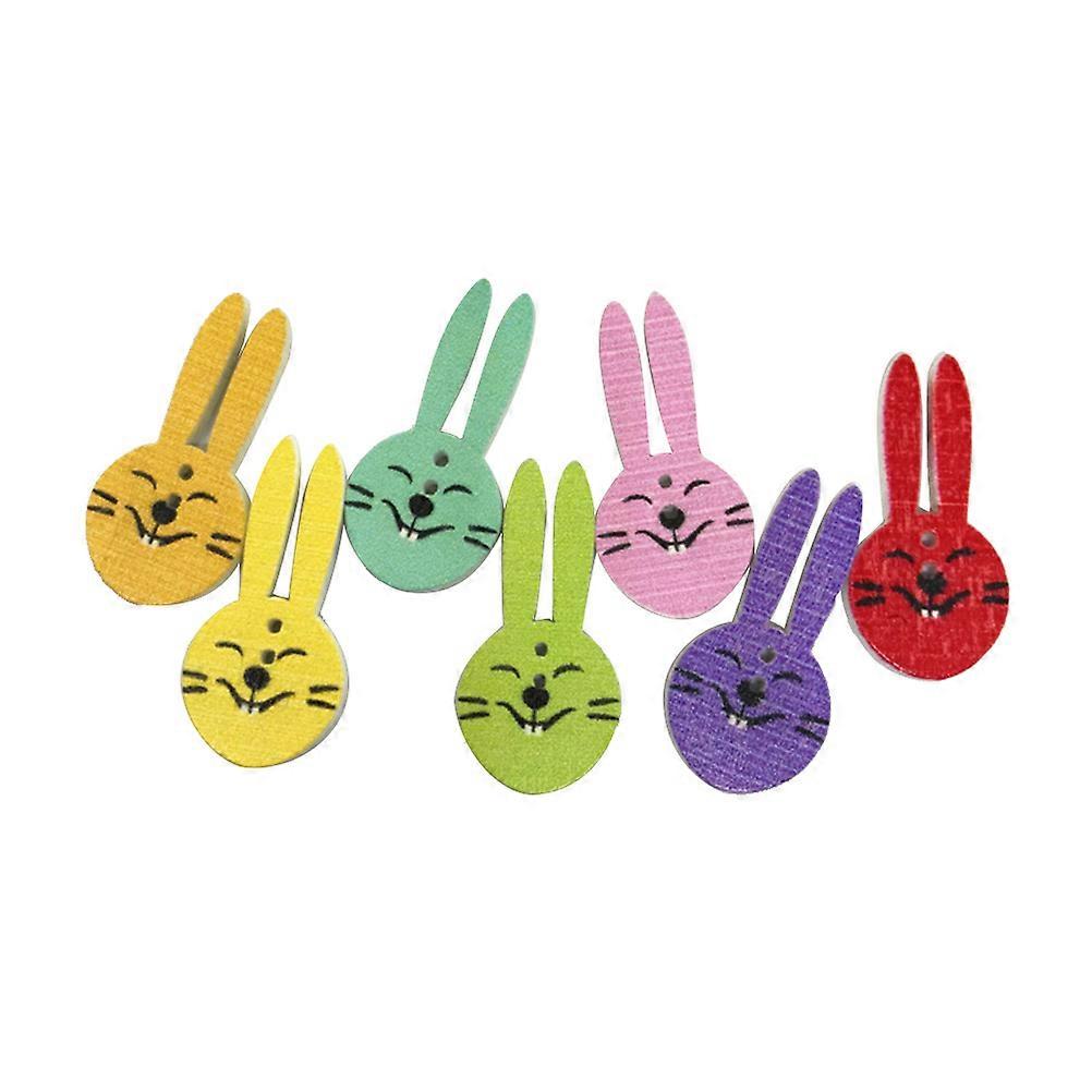 Colorful Wooden Rabbit Buttons for Sewing Use 100Pcs Bunny Design Buttons