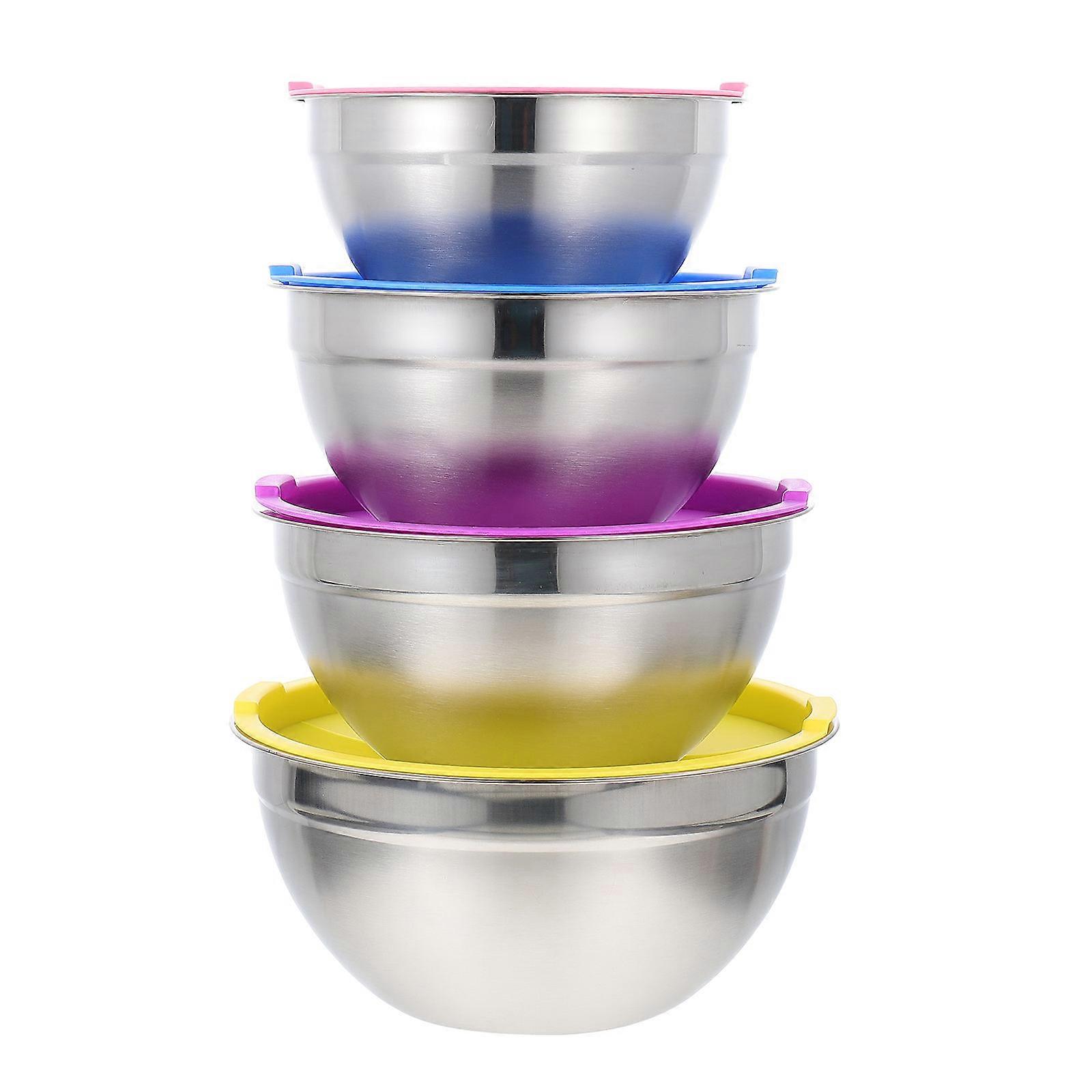 Stainless Steel Mixing Bowl Set for Kitchen Use 4Pcs with Lids for Salad Serving