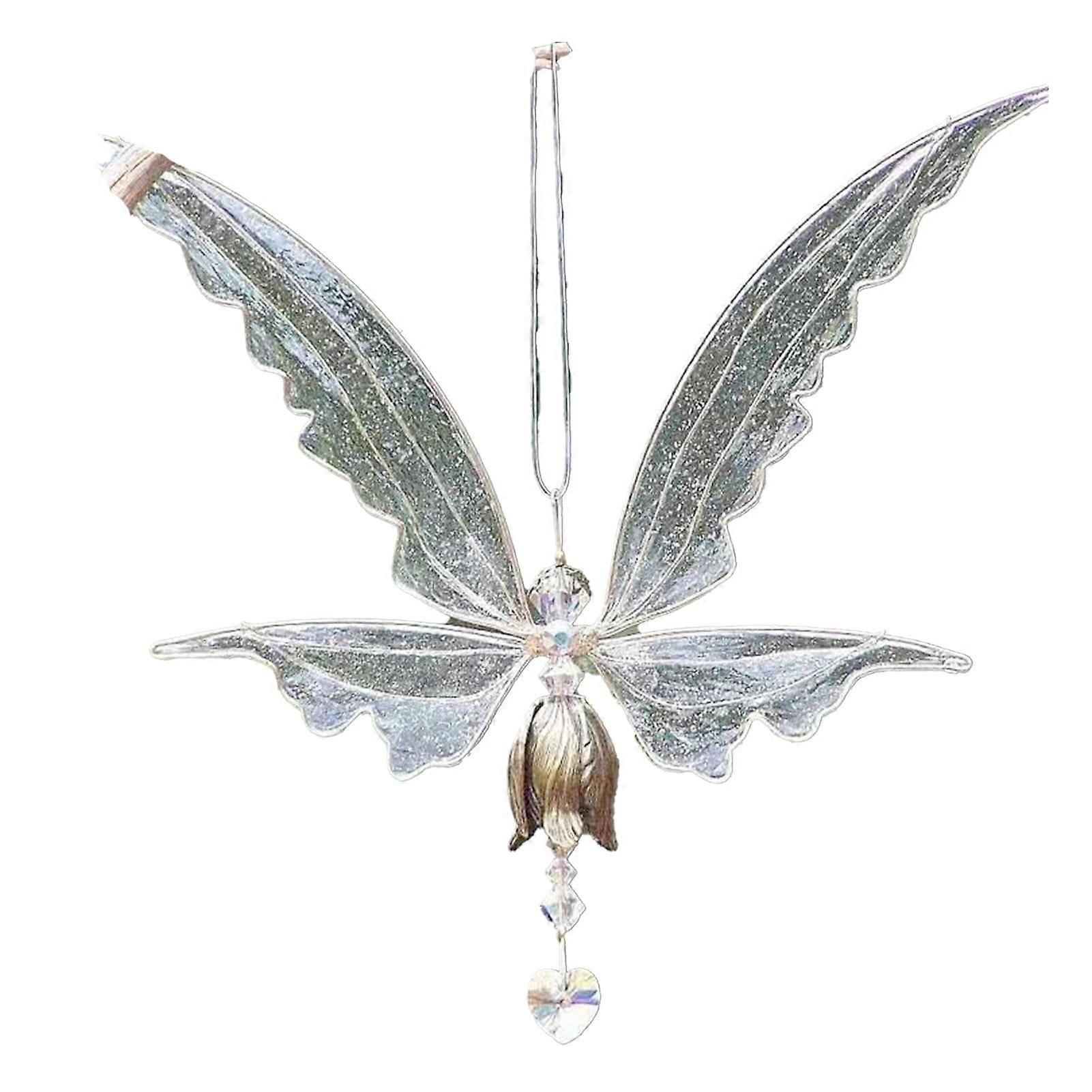 Farfi Wind Chime Creative No Deformation Epoxy Fairy Butterfly Angel Wind-bell for Window (White)