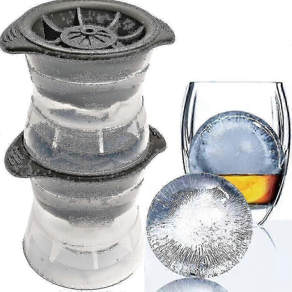 2 Pack Ice Ball Molds Silicone Sphere Ice Molds, Large Ice Cube Trays