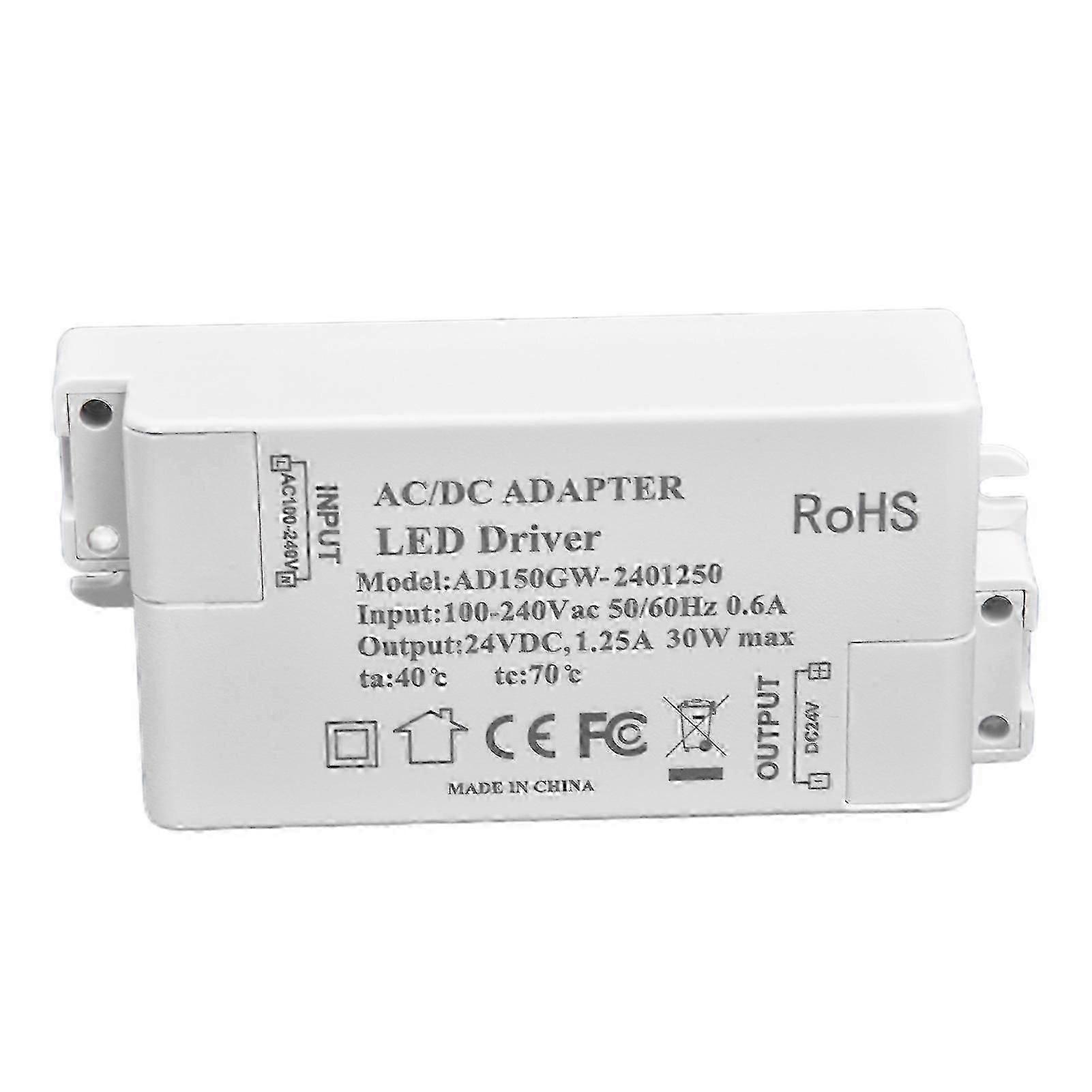 30W DC 24V 1.25A LED Driver Constant Voltage Professional LED Light Transformer AC 100240V-Good