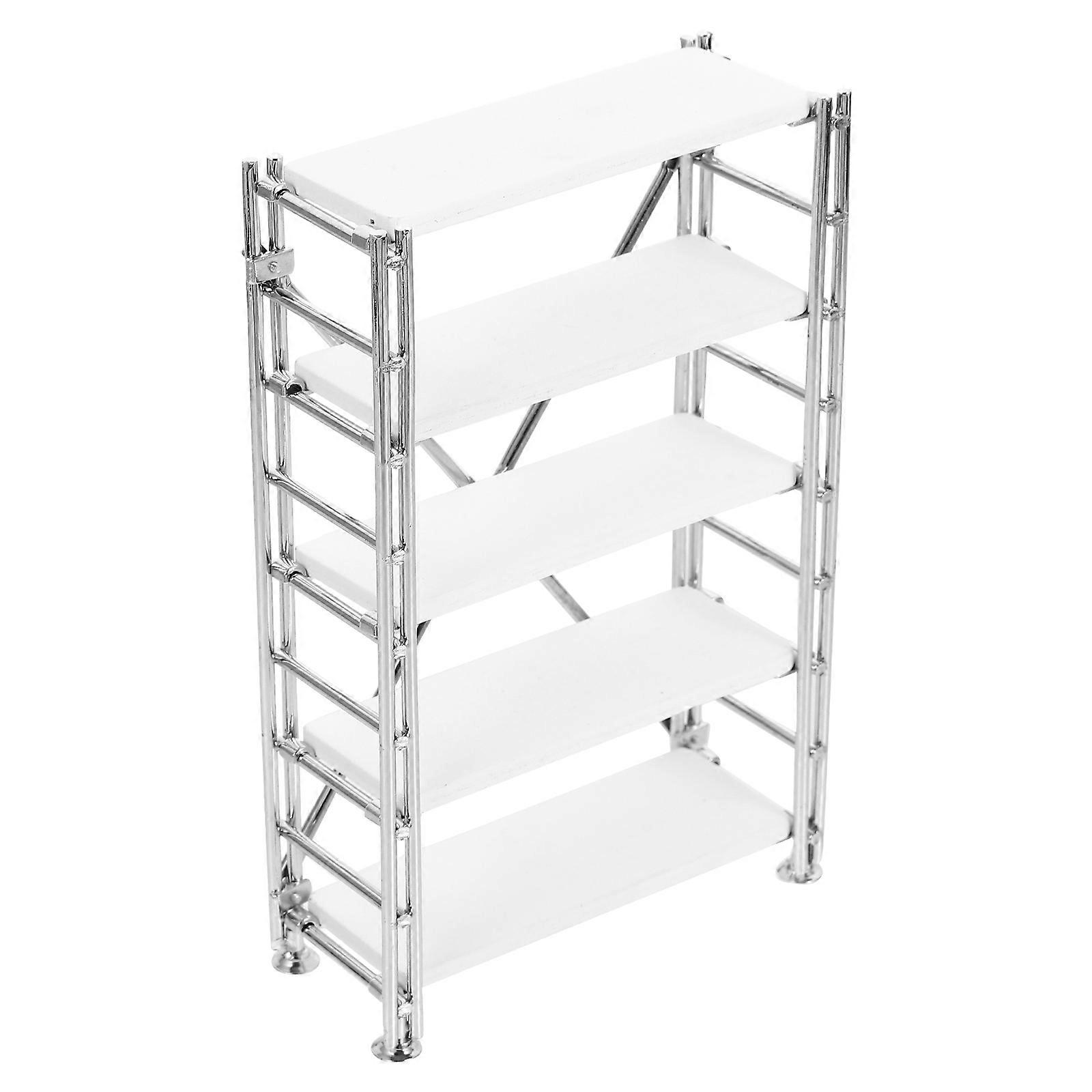 Tiny Bookshelf for Doll House 3Pcs White Alloy Miniature Rack