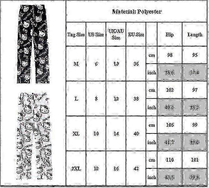 Kawaii Pyjamas För Kvinnor Flickor Jul Tecknad Katt Hello Kitty Överallt Tryck Mjuk Flanell Xmas Anime Mjuk Sömn Pyjamas Byxor