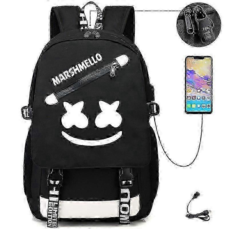 Anime Luminous Backpack Srebrzyste torby szkolne Plecak dzienny Port ładowania USB Torba na laptopa dla fajnych dziewcząt chłopców nastolatków Plecak outdoorowy typu 3