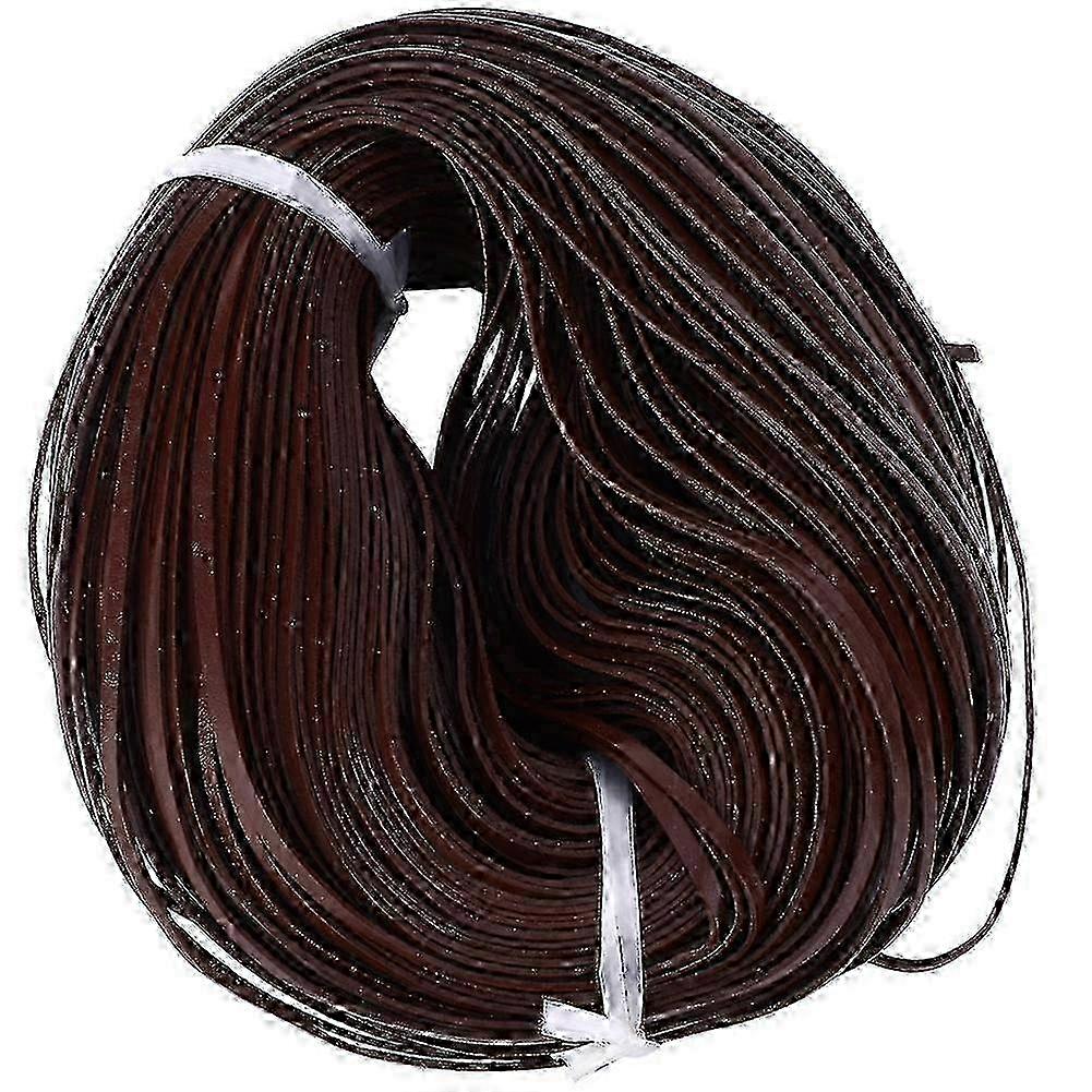 Manual DIY Flat Leather Cord 100m Long Braided First Layer Leather Crafted CordDeep Coffee miao8