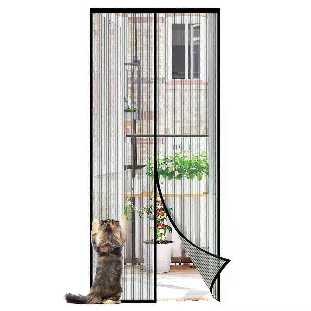 Fly screen 100x220cm black, polyester, simple insect protection for doors