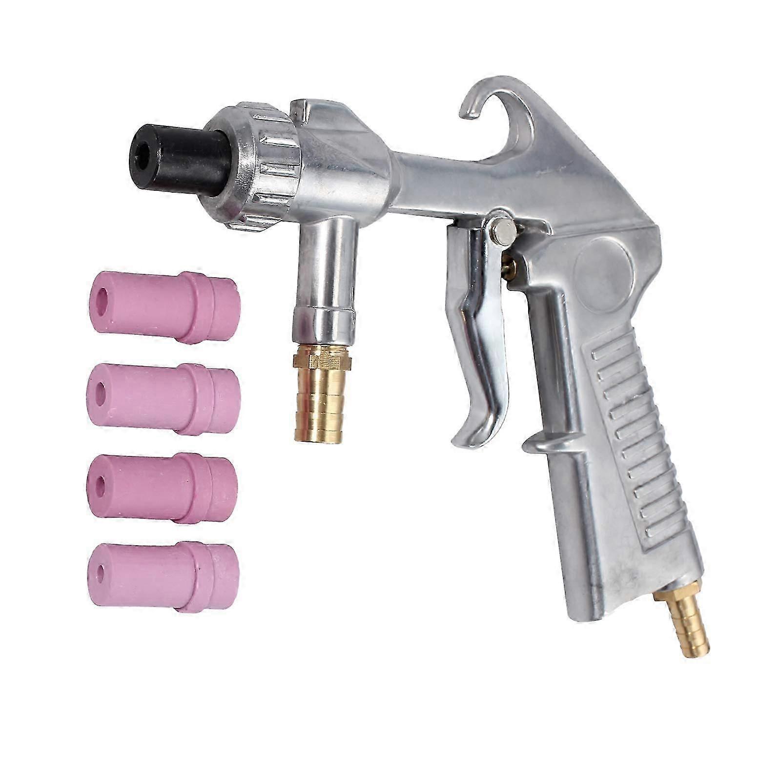 Sand Blasting Gun Sandblaster + 4Pcs Ceramic Nozzles + Extra Iron Nozzle Tip Set