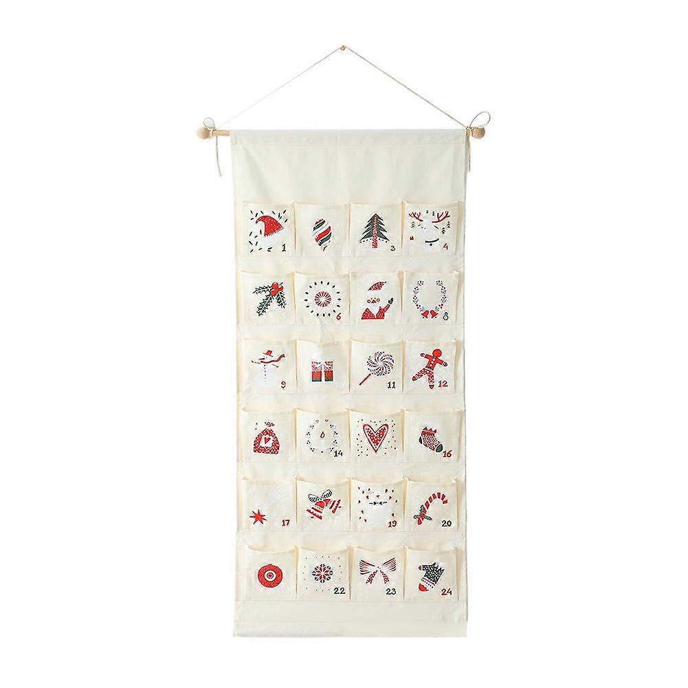 24-Pocket Reusable Christmas Advent Calendar with Festive Pockets for Holiday Countdown and Gift Giving