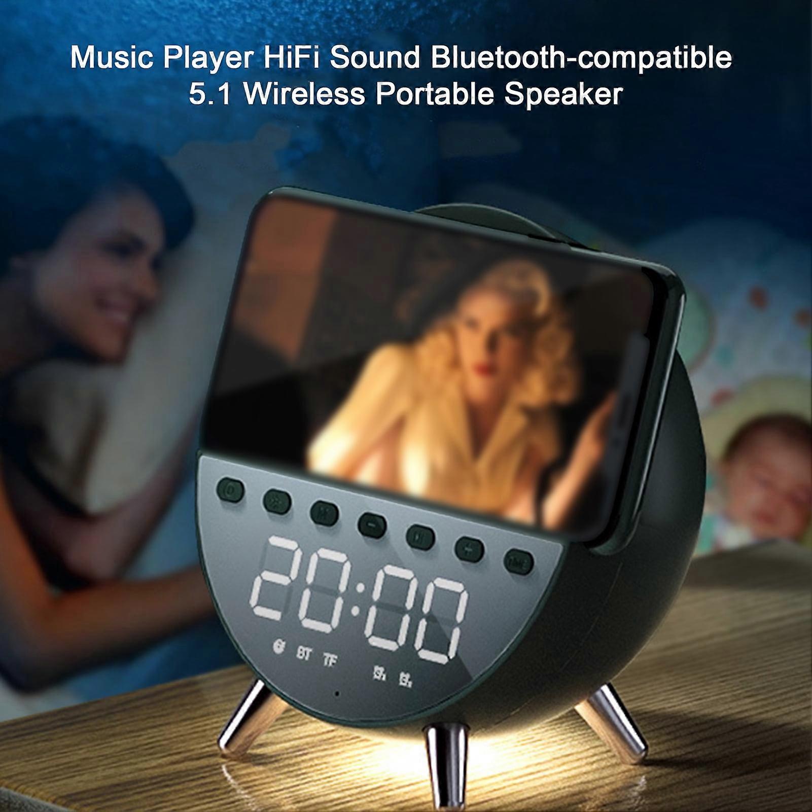 SUSUchens Wireless Sound Box with Charging, Night Light, Bluetooth 5.1, Alarm Clock, compatible with iPhone - Black