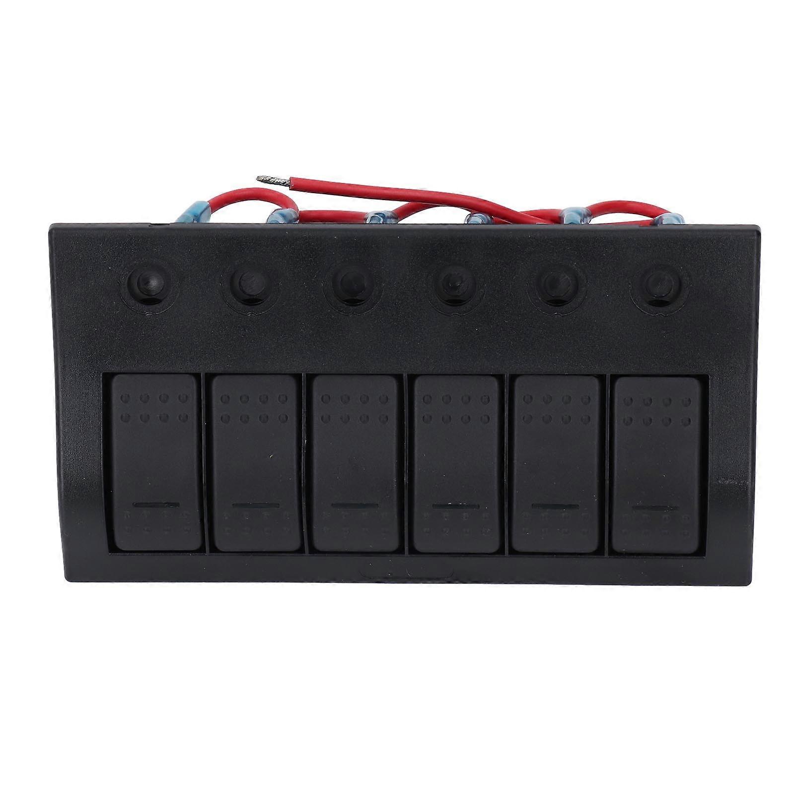 12V 24V LED Rocker Switch Panel 3 X 10A 3 X 15A 6 Gang Switch Panel with Overload Protector for Boat Yacht RV Bus 