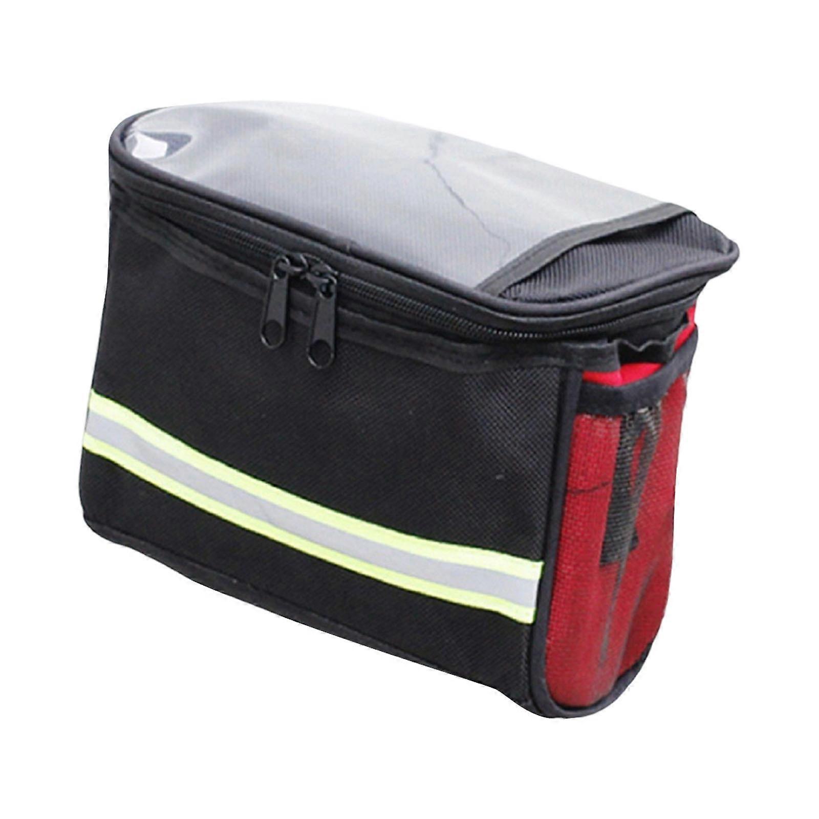 Bicycles Handlebar Bag with Shoulder Strap Large Capacity Bike Front Storage Pouches Touch Screens Bicycles Phone Bag  Red