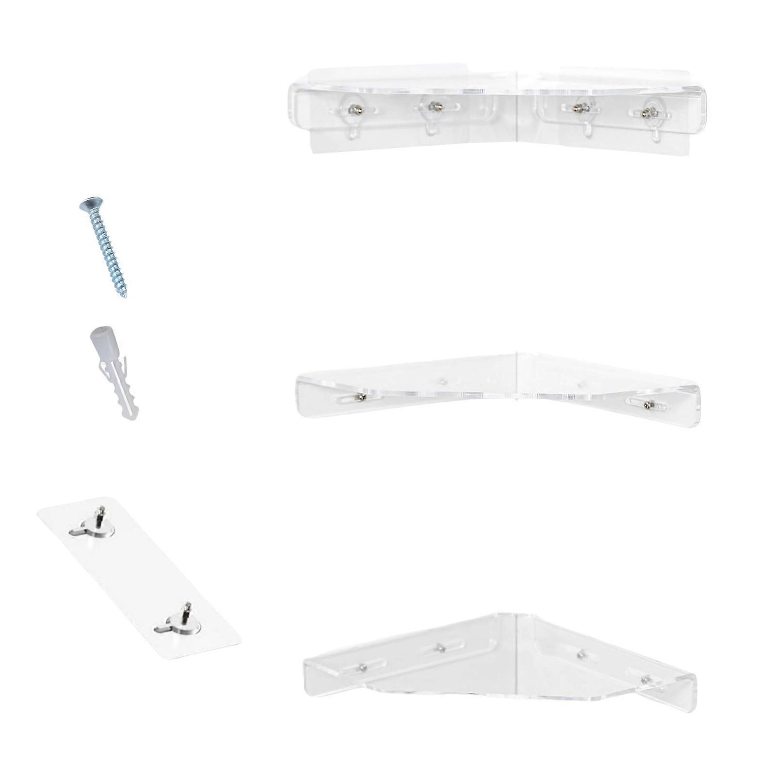 3 Piece Set Wall Mounted Acrylic Shelves Damage Frees Floating Storage Solution Contemporary Corner Shelf Multicolor