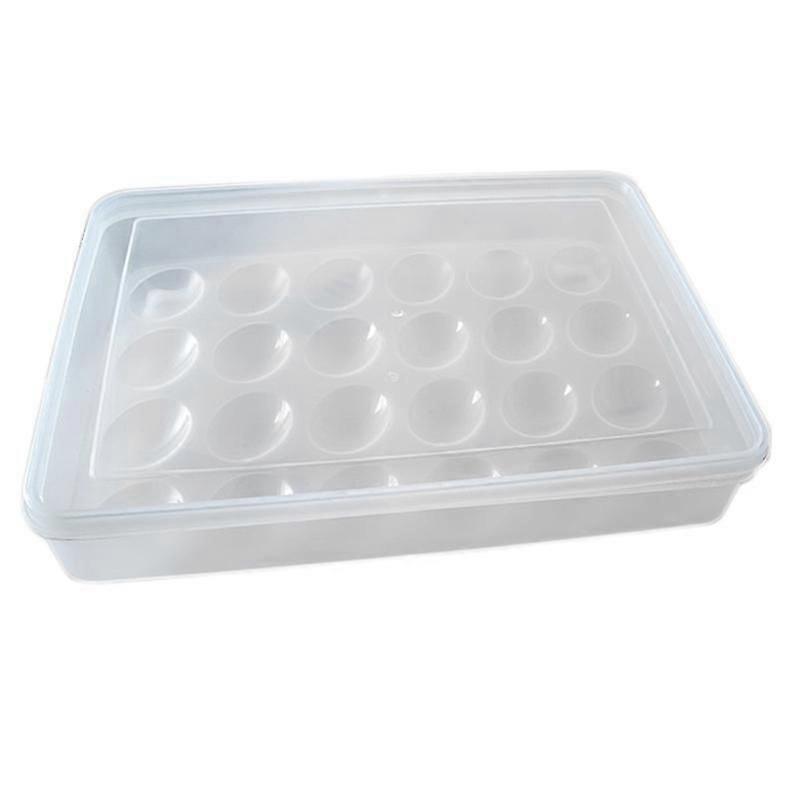 Egg Holder For Refrigerator, Deviled Egg Tray Carrier With Lid Fridge Egg Storage Stackable Plastic-L