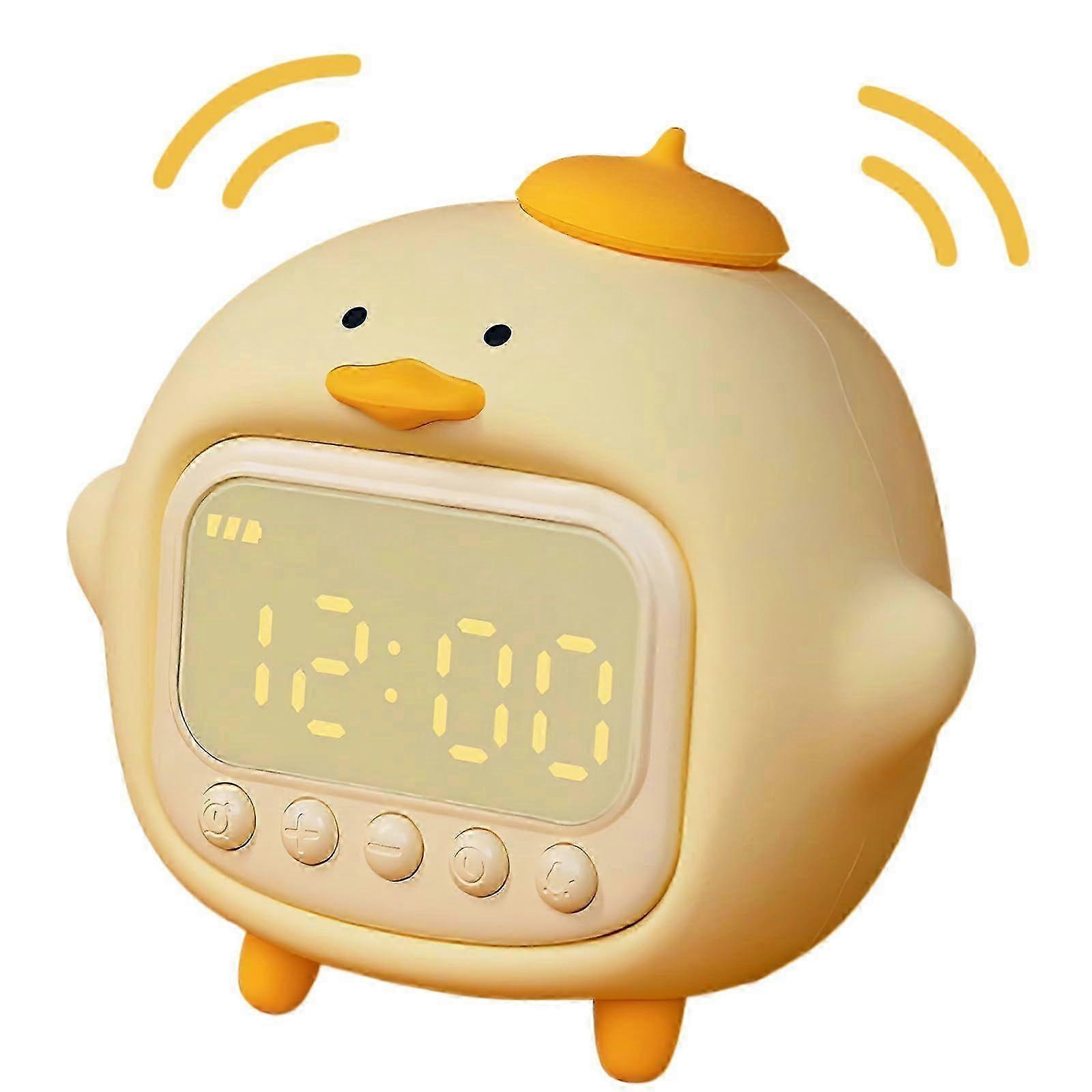 Alarm Clock, Cute  Alarm with Soft Night Light,  Alarm with 2 Sets of Alarming, Brightness Adjustable, Silic Reable Portable Lamp for Bedroom Room Dec