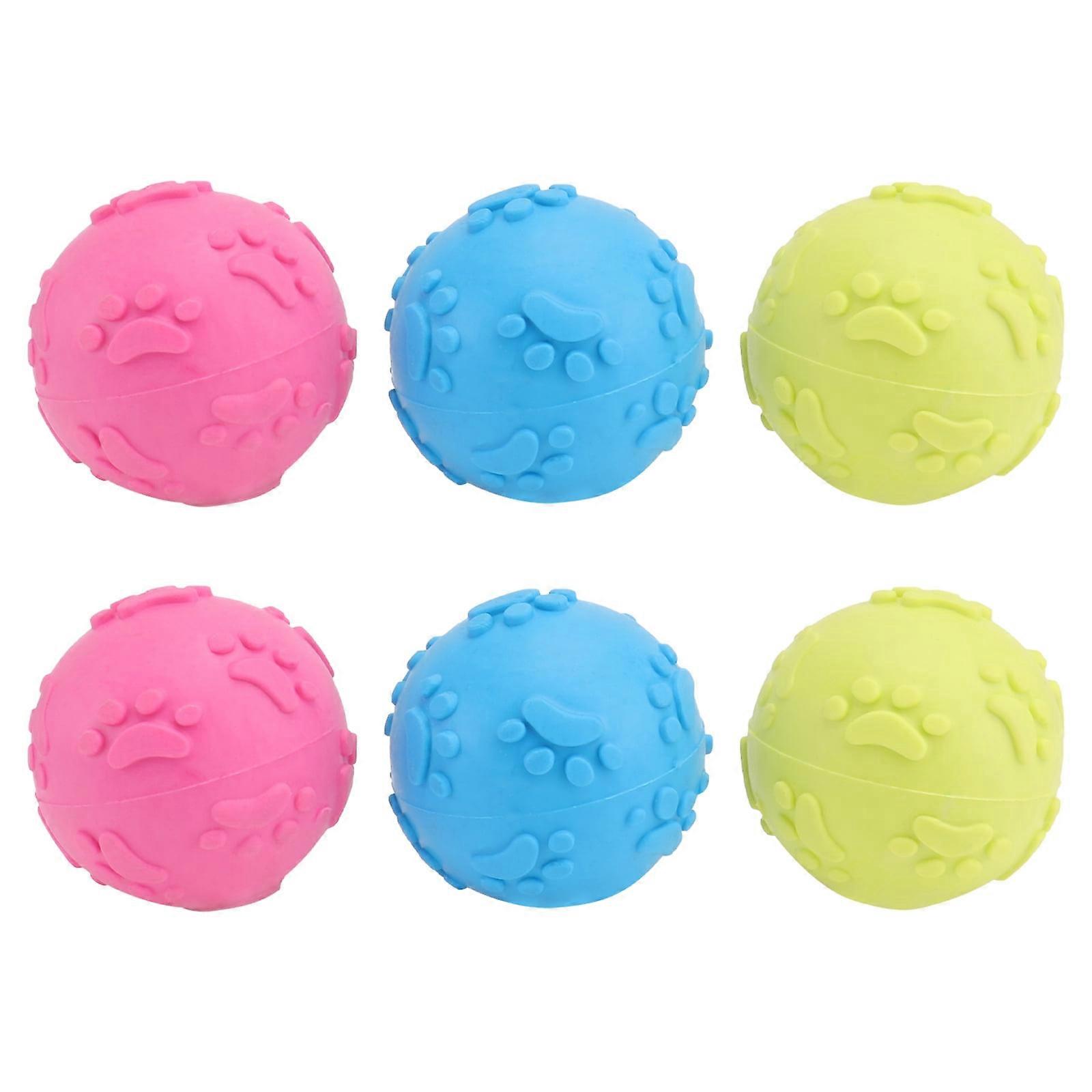 6pcs Pet Dog Puppy Durable Dog Chew Toys Balls Chew Toy Balls Teething Squeaky Balls for Aggressive Chewers (Random Color)
