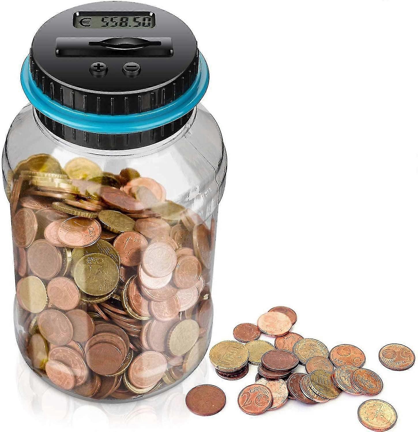Counting Piggy Bank, 1.5l Piggy Bank, Automatic Coin Counting Box