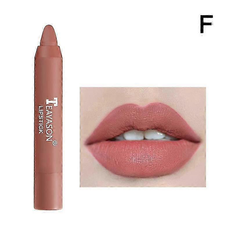 No. 6 (F)$ Matte Lipstick Color-enhancing Moisturizing Lip Gloss Easy-to-color Lip Glaze Rotating Lipstick Pen