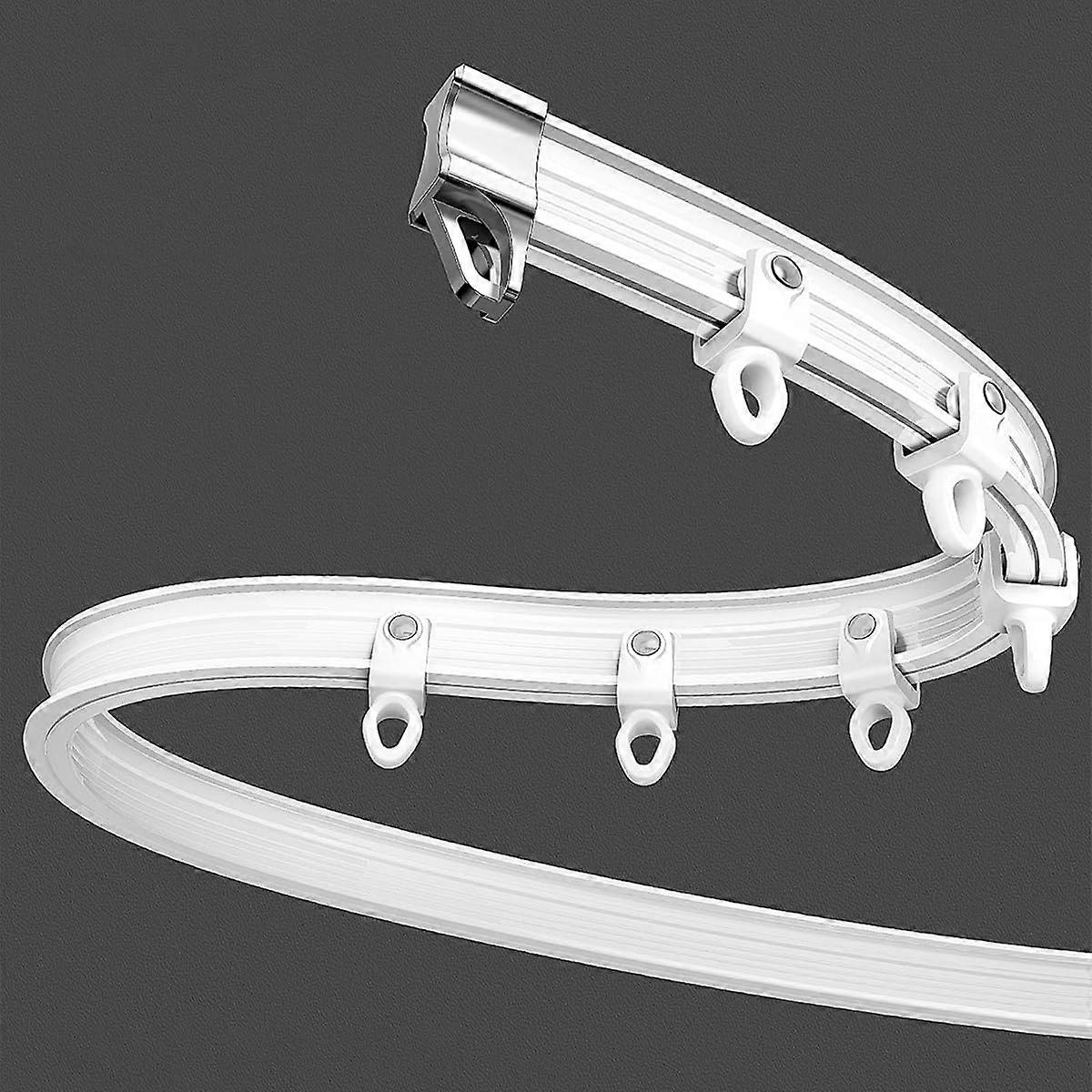 Curved Curtain Track System with Flexible Ceiling or Wall Mount for Large Windows and Room Divider, Adjustable 1.30m