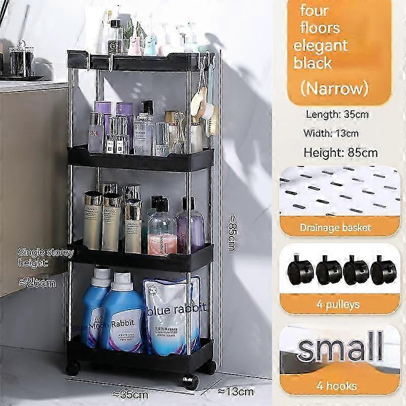 Bathroom Storage Rack With Wheels, 3/4 Layer Rolling Utility Cart, Bathroom Storage Organizer, Multi-purpose Utility Cart 25-26