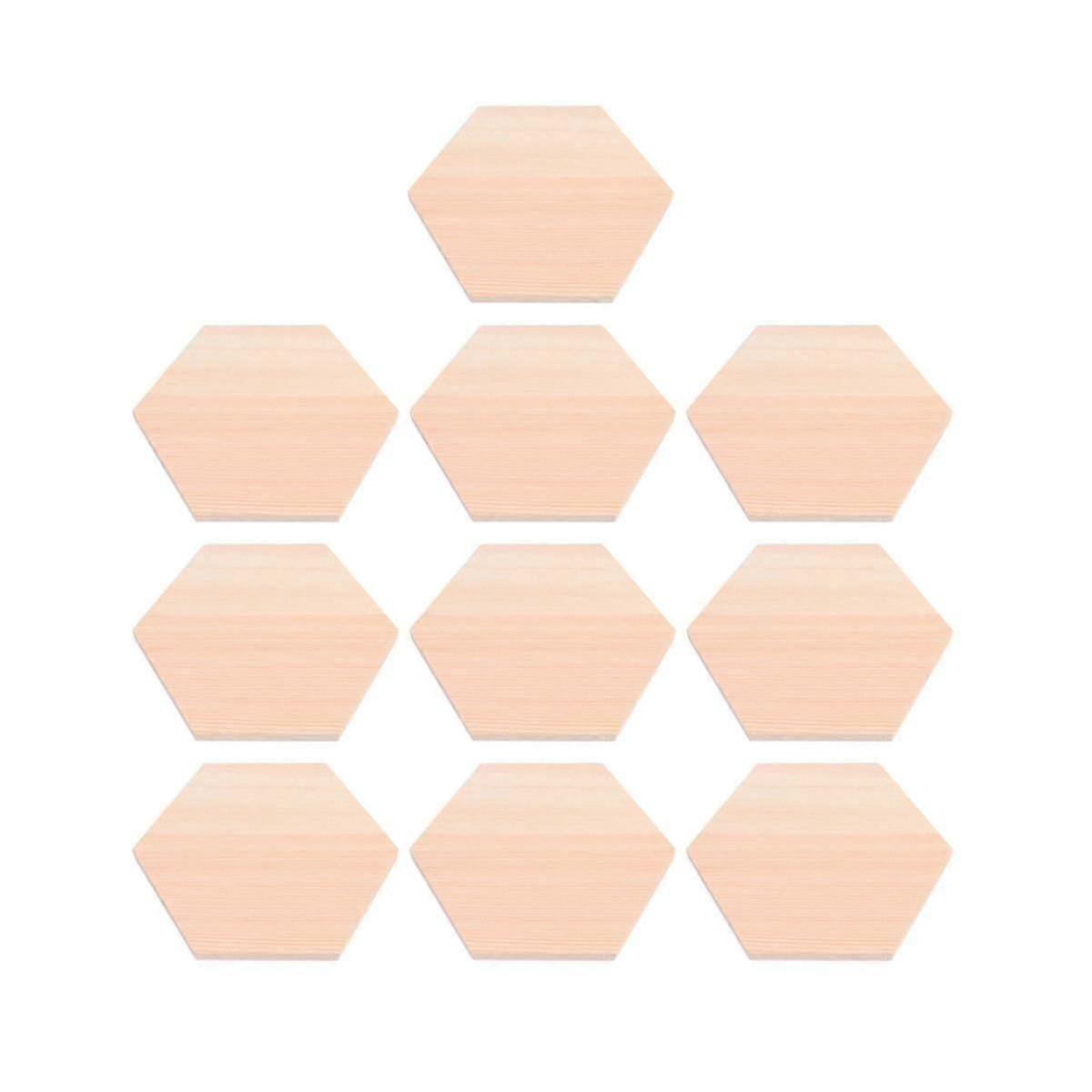 10PCS Wooden Plank Polygonal Wood Block Hexagon Profiled Solid Wood Block Manual DIY Special-shaped Wooden Boards for Crafts Making Size 5 2