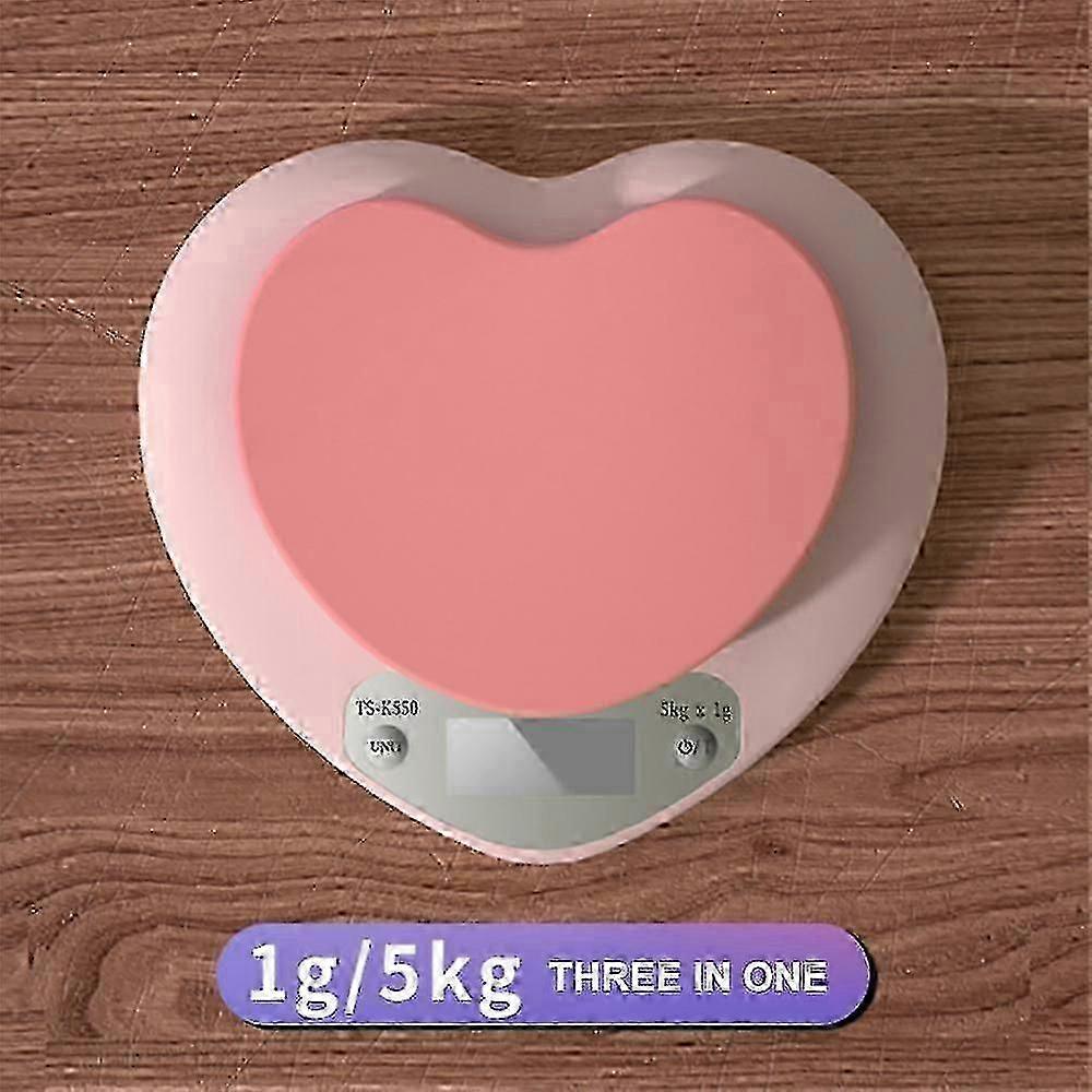 Heart-Shaped Electronic Scale for Cooking Baking with LCD Screen Pink