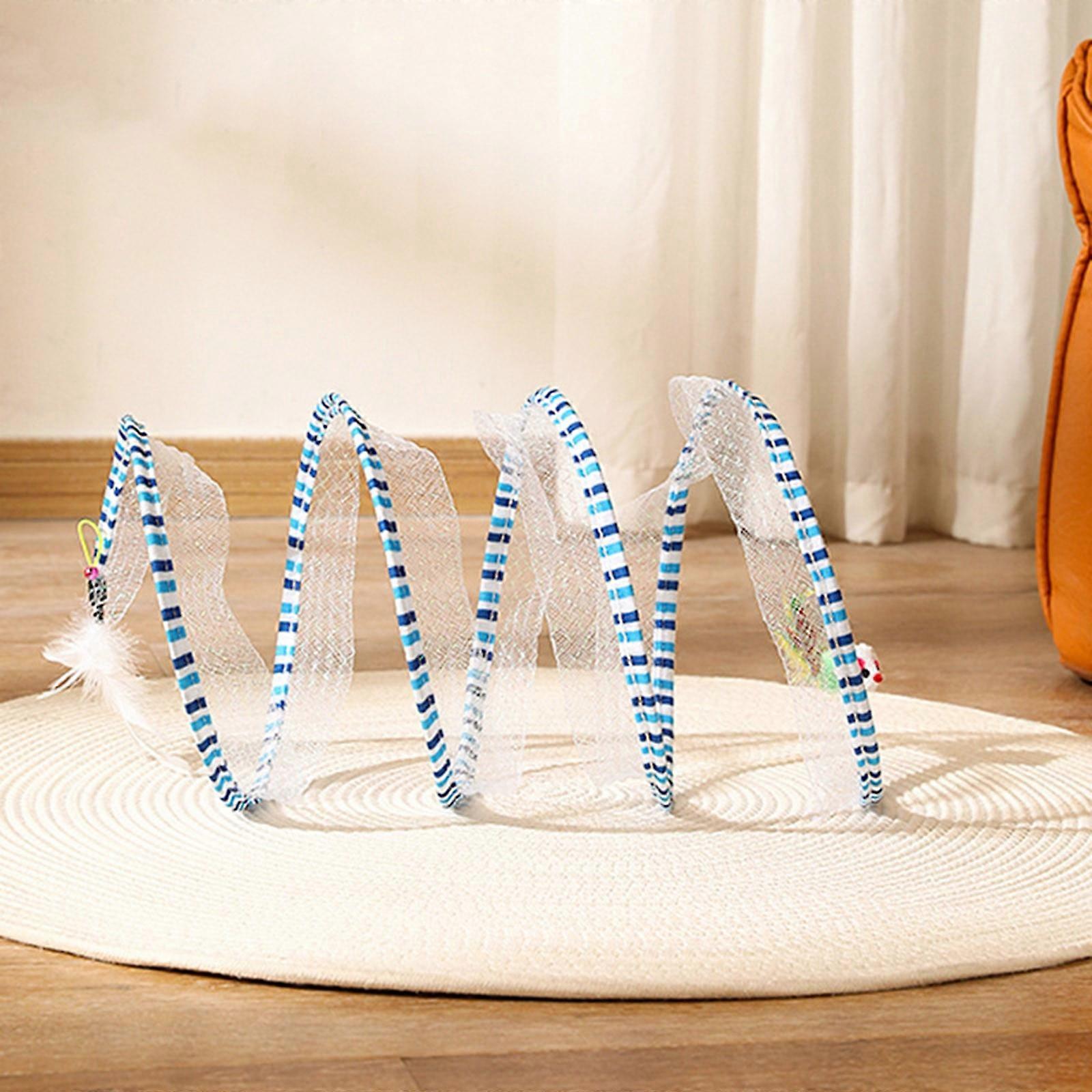 4 in 1 Cat Tunnels for Indoor Cats, S Type Self Play Hunting Spiral Tunnel Toy, Foldable Spring Tunnel Compatible with Cat Toys