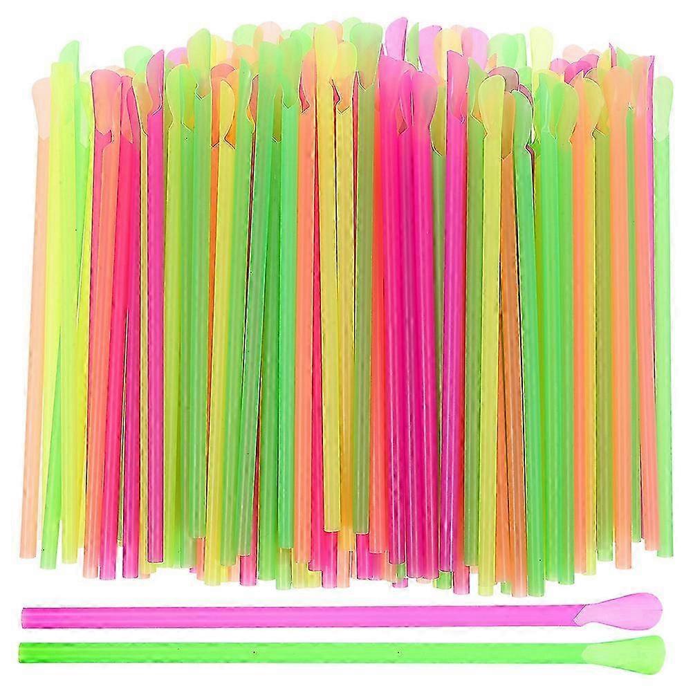 Slushie straws for cold drinks - 400pcs disposable spoon scoop straws