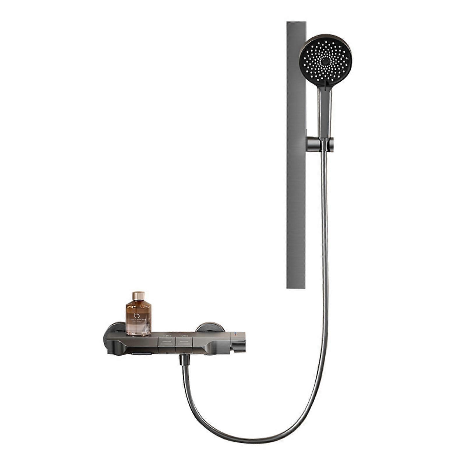 Wall Mount Bathtub Faucet with Handheld Shower, Single Handle Mixer Tap Set, Adjustable Gun Gray