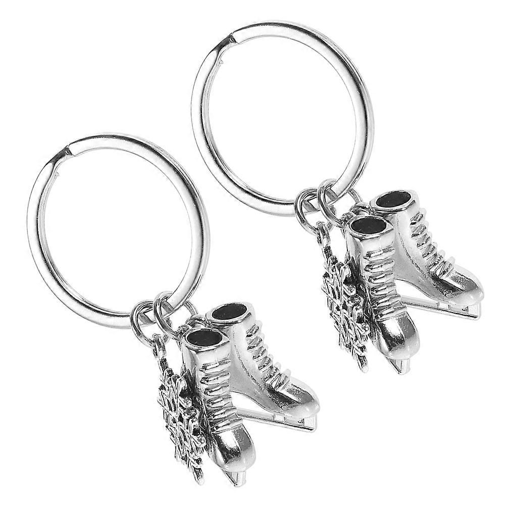 Skating Keychain for Winter Sport 2Pcs with Snowflake Accent