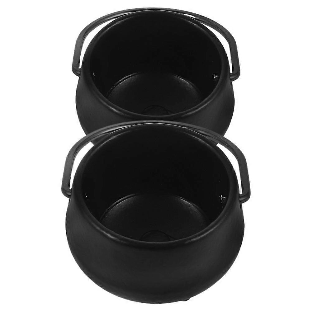 2pcs Mini Cauldron for Halloween Micro Landscape Ornament Kitchen Scene Accessory Miniature Witch Cauldrons Model