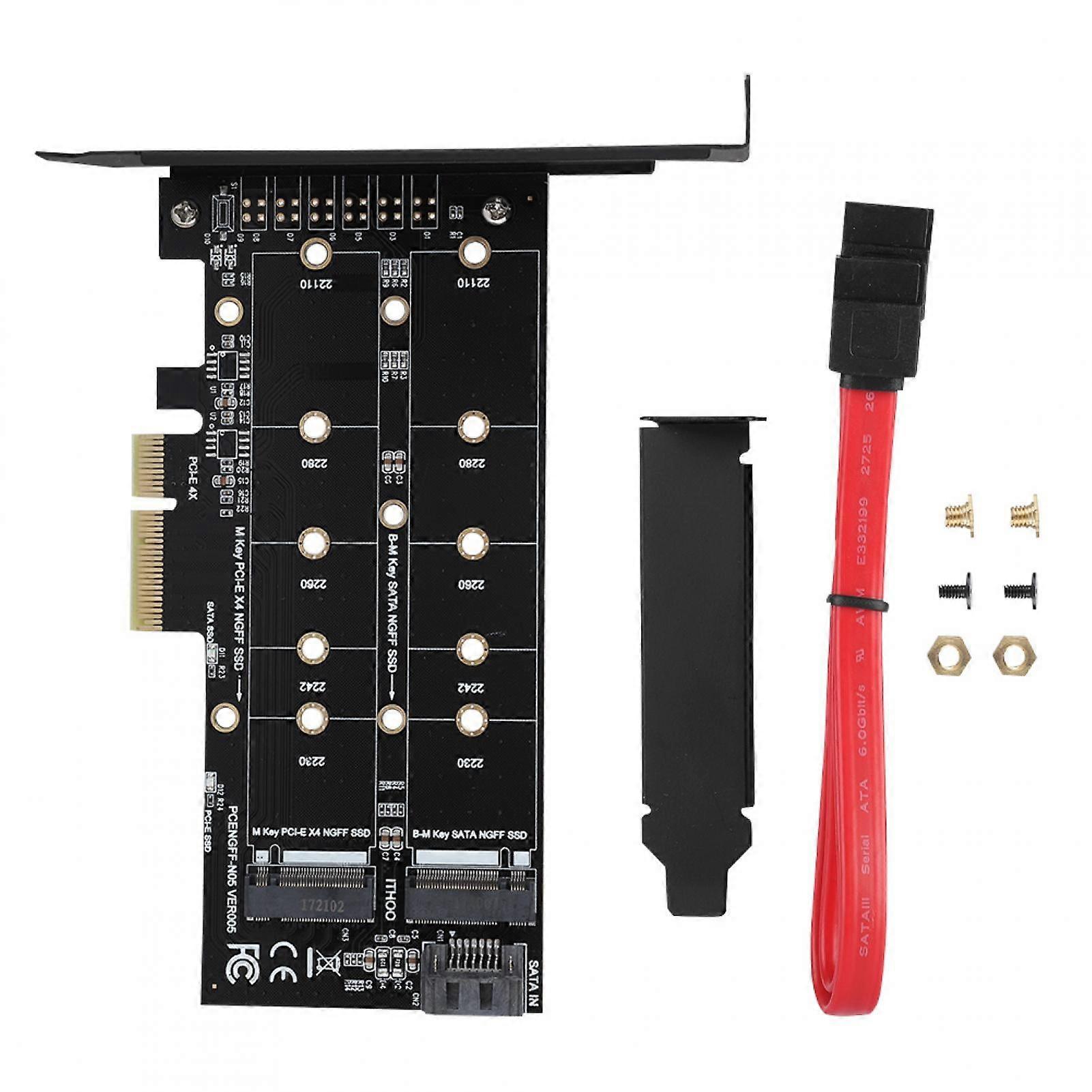 Eatbuy PCI-E 4X to M.2 NVMe Adapter Card, SSD NGFF Adapter Card, B key M key Expansion Dual Interface Adapter Card with Cable Screw