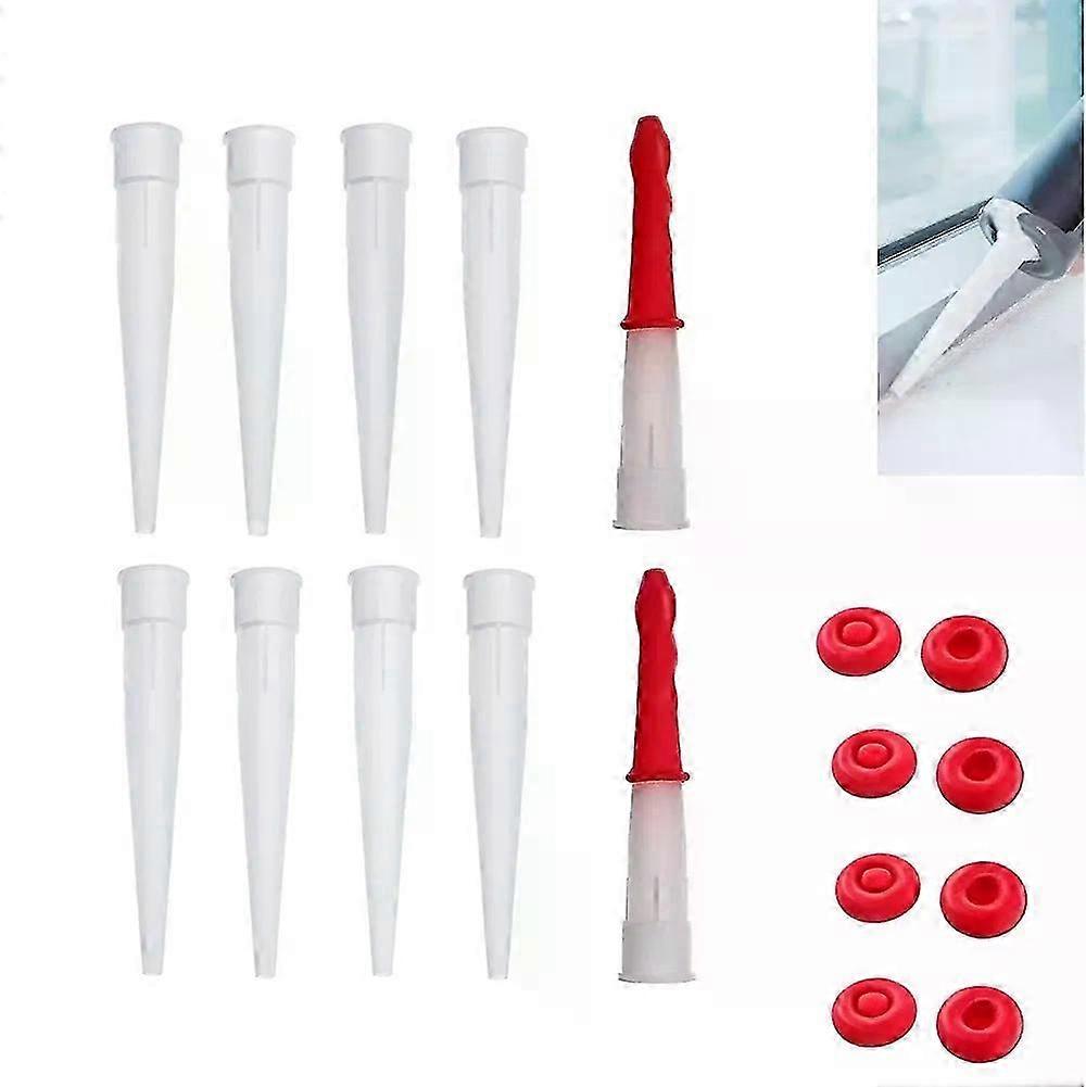 10 Sets Silicone Caulking Nozzles Tube Nozzle Cap Cartridge Nozzle With Red Nozzles Cap Sealing Cap Household Sealant Tool