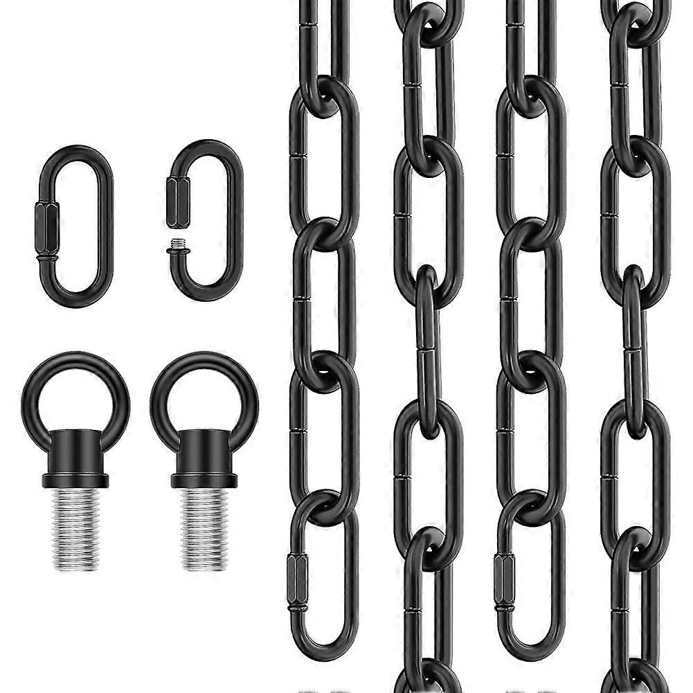 10 Feet Industrial Black Light Fixture Chain, Adjustable Extension Chain with Connection Locks for Light Fixture